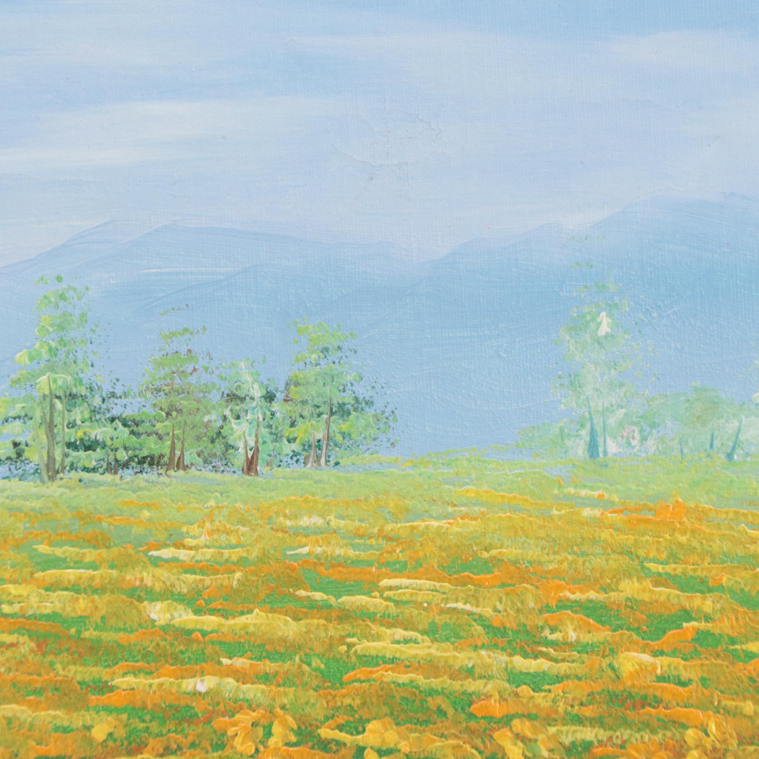 Landscape Oil Painting of a Field of Sunflowers