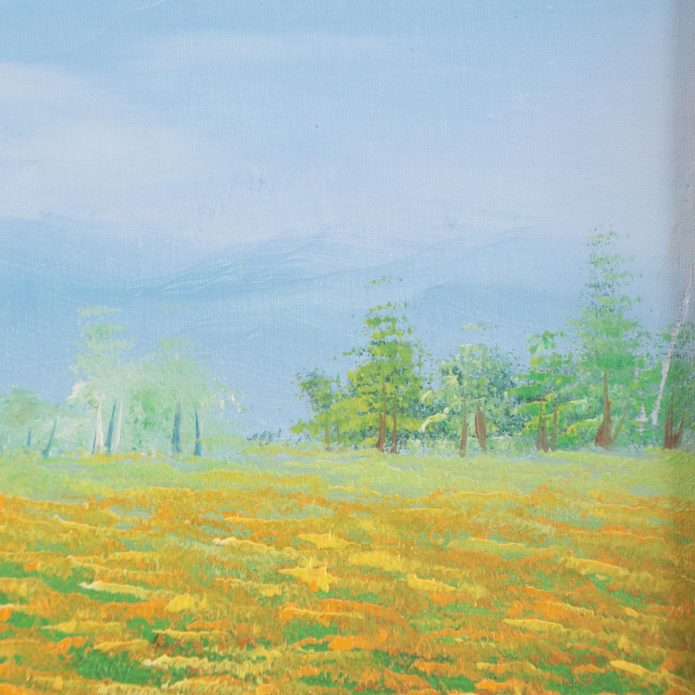 Landscape Oil Painting of a Field of Sunflowers