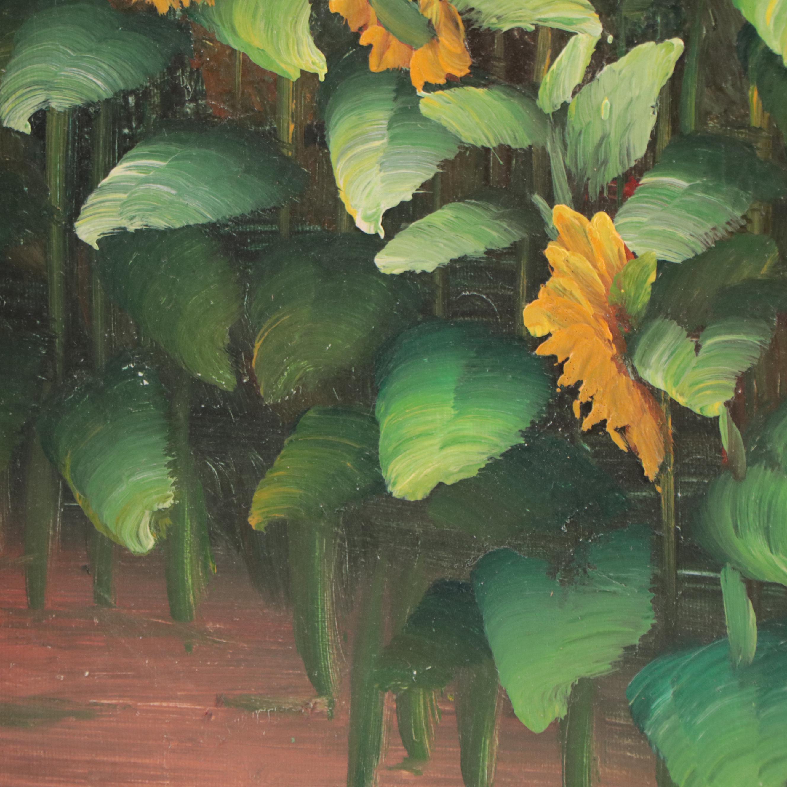 Landscape Oil Painting of a Field of Sunflowers