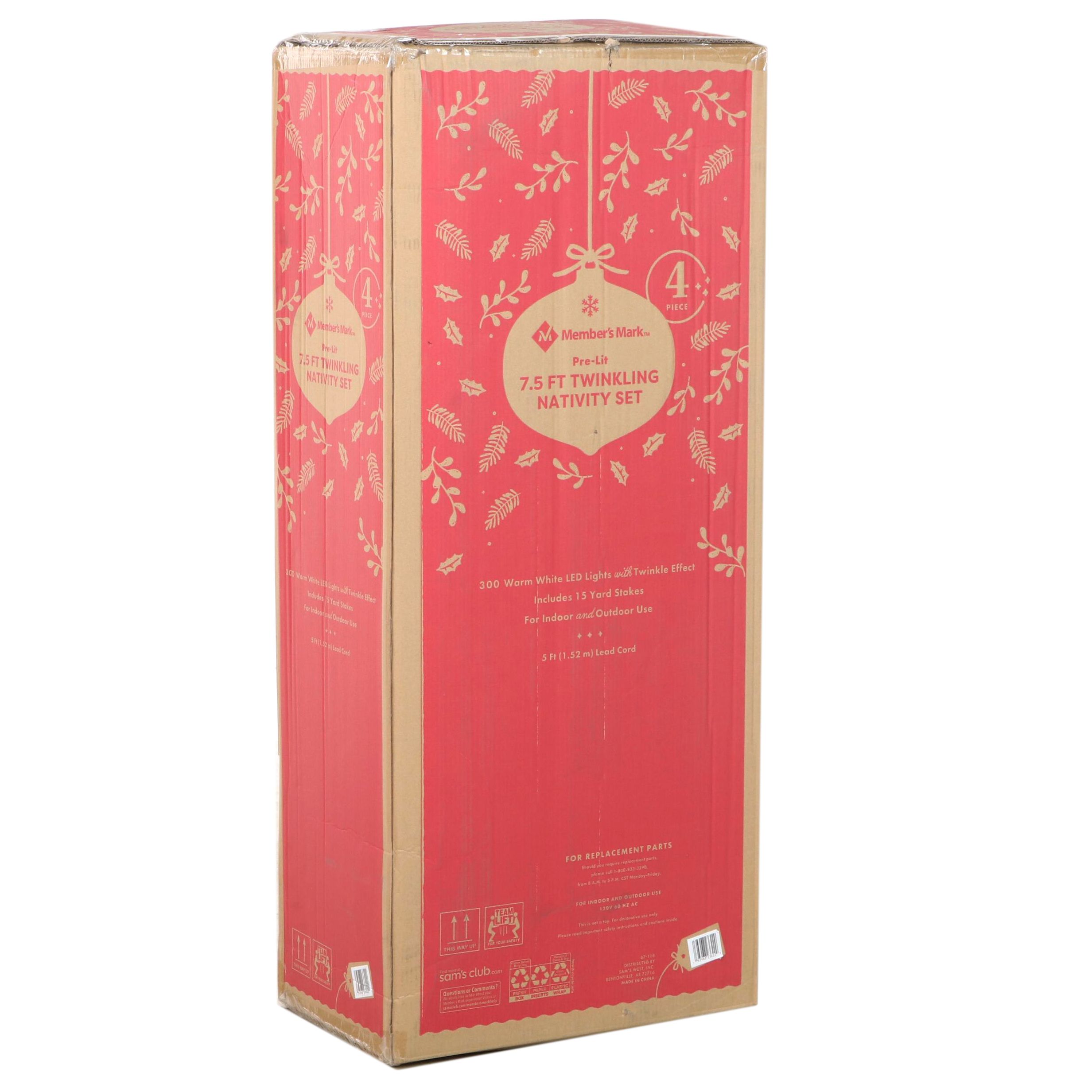 Member's Mark Pre-Lit 7'6 Four-Piece Twinkling Nativity Set