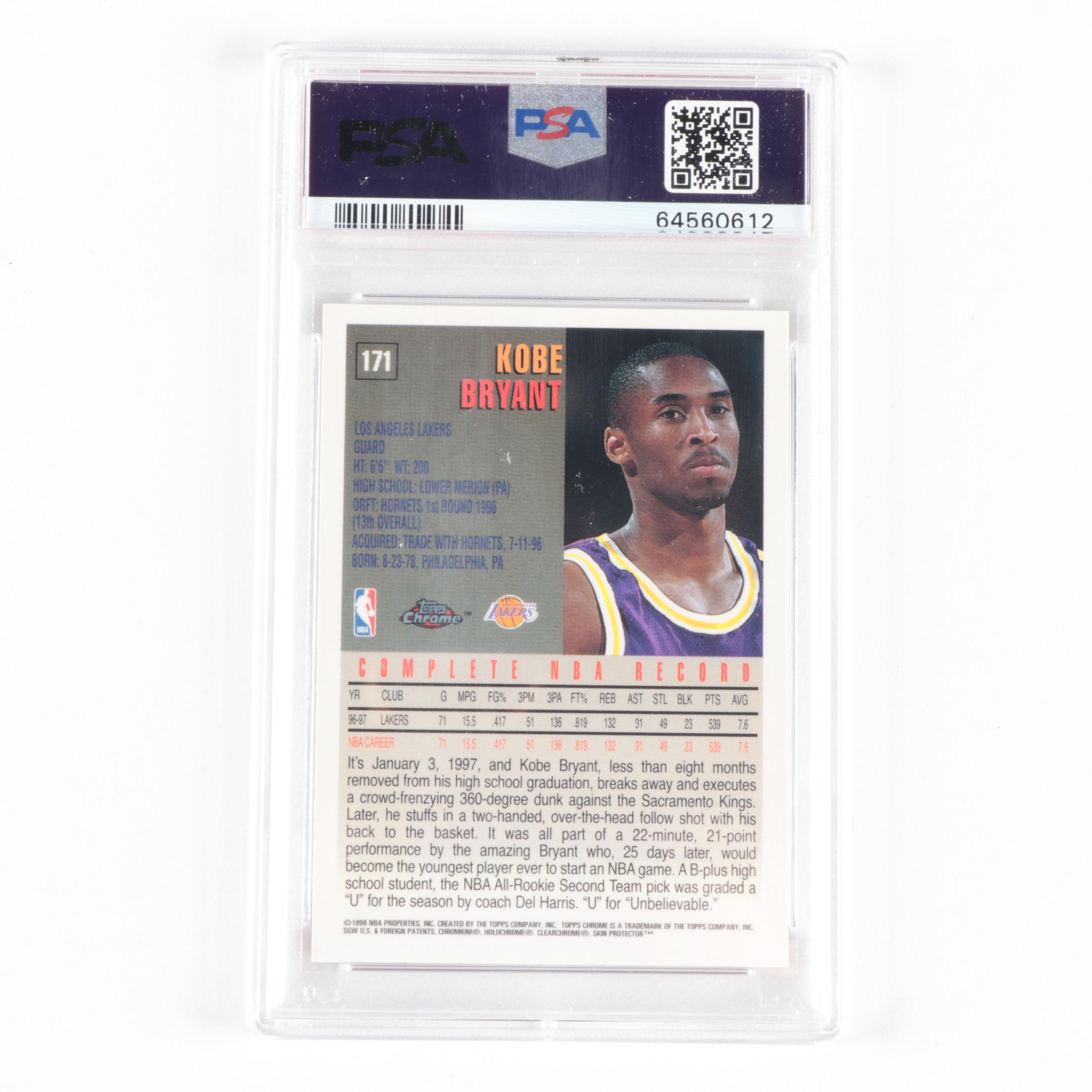 1997 Topps Chrome Kobe Bryant #171 Graded PSA 8 NM-MT Basketball Card