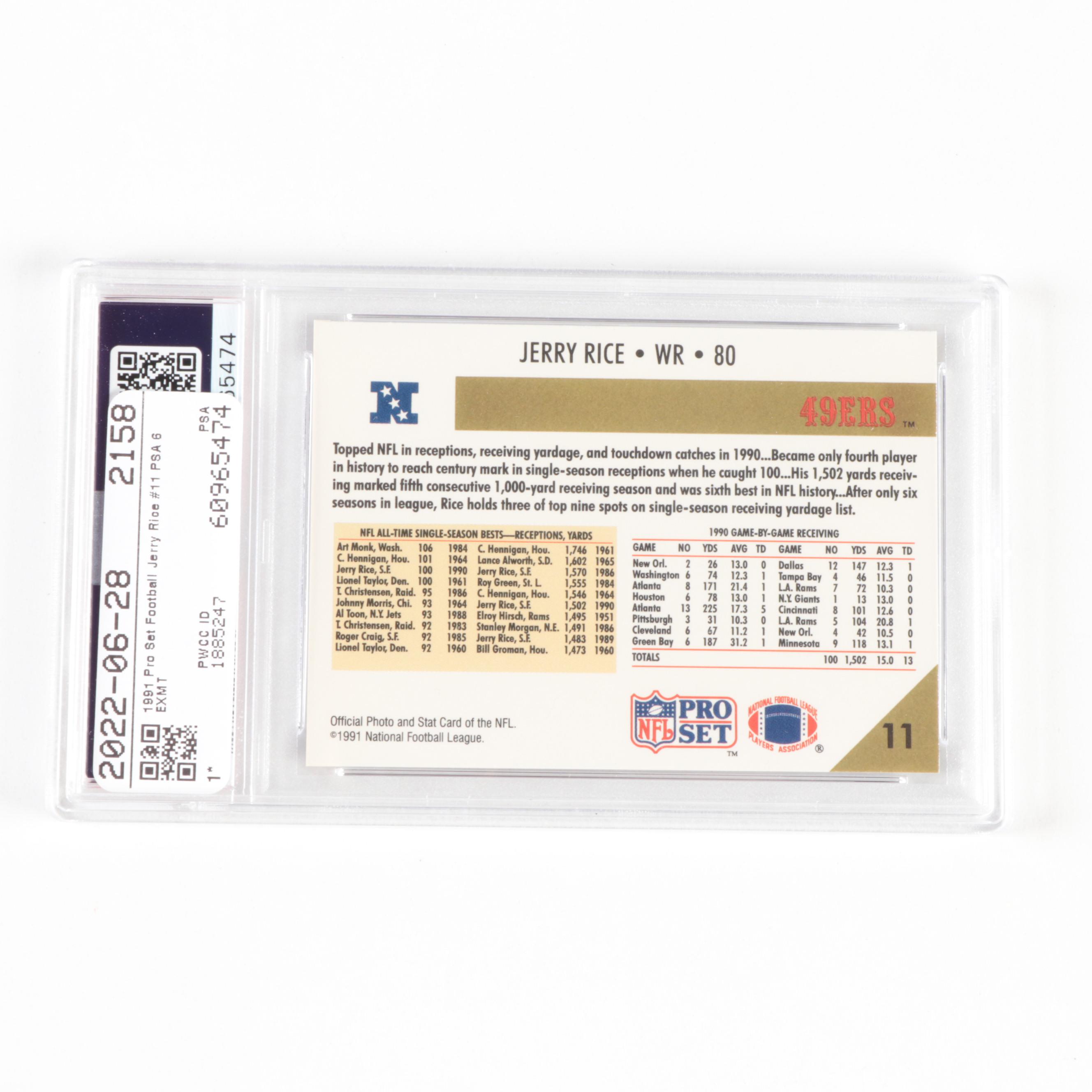 1991 NFL Pro Set Jerry Rice #11 Graded PSA 6 EX-MT Football Card