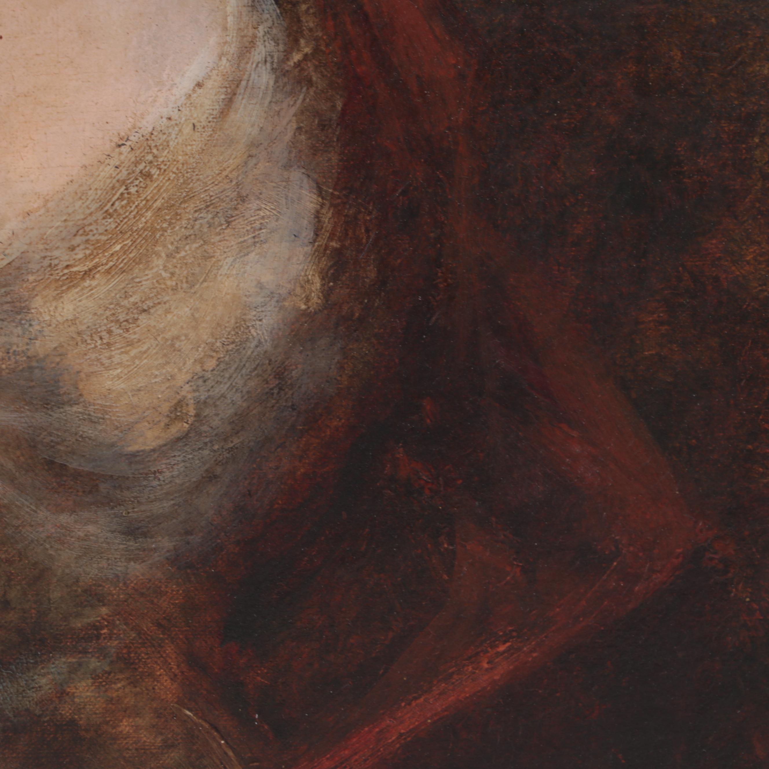 English School Portrait Oil Painting of Young Woman, Early 19th Century