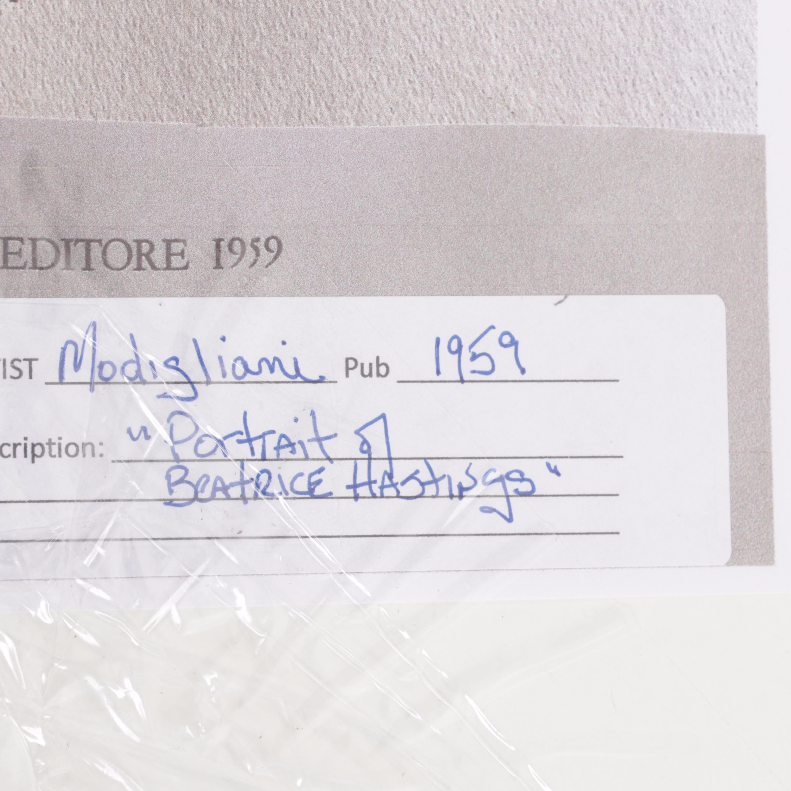 Collotype After Amedeo Modigliani "Portrait of Beatrice Hastings," 1959