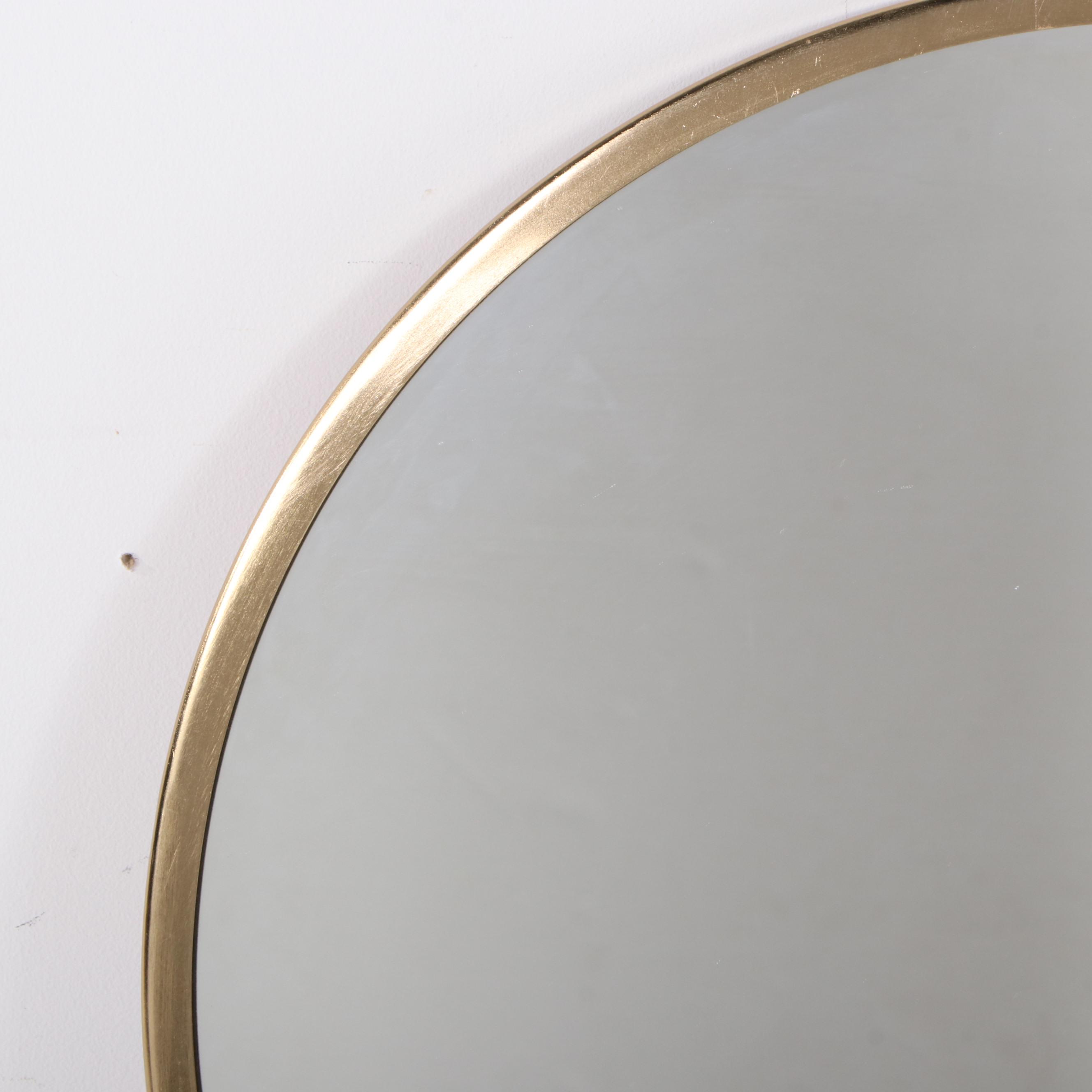 Threshold Modernist Gold Colored Metal and Faux Marble Round Wall Mirror