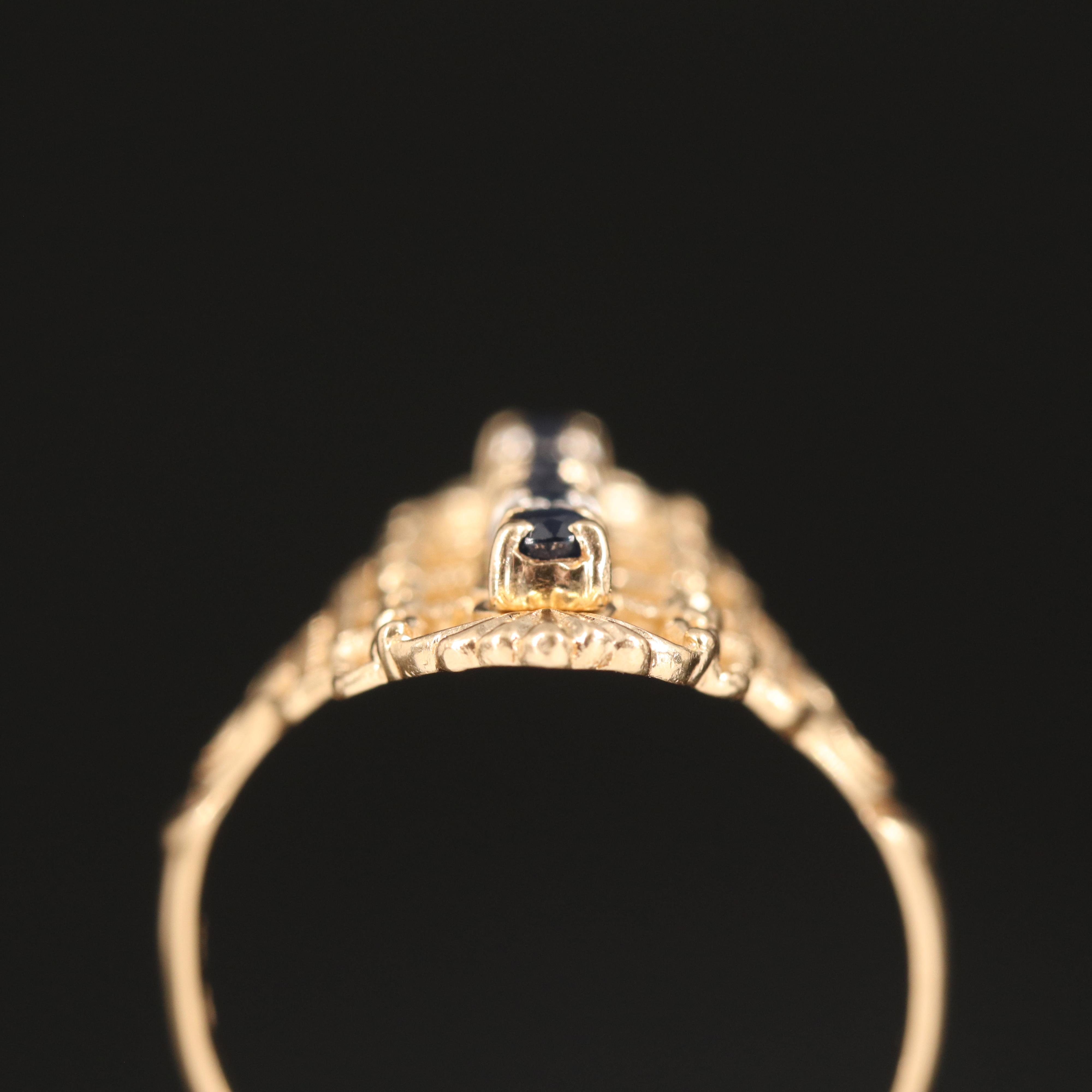 Vintage 10K Sapphire and Diamond Pointer Ring