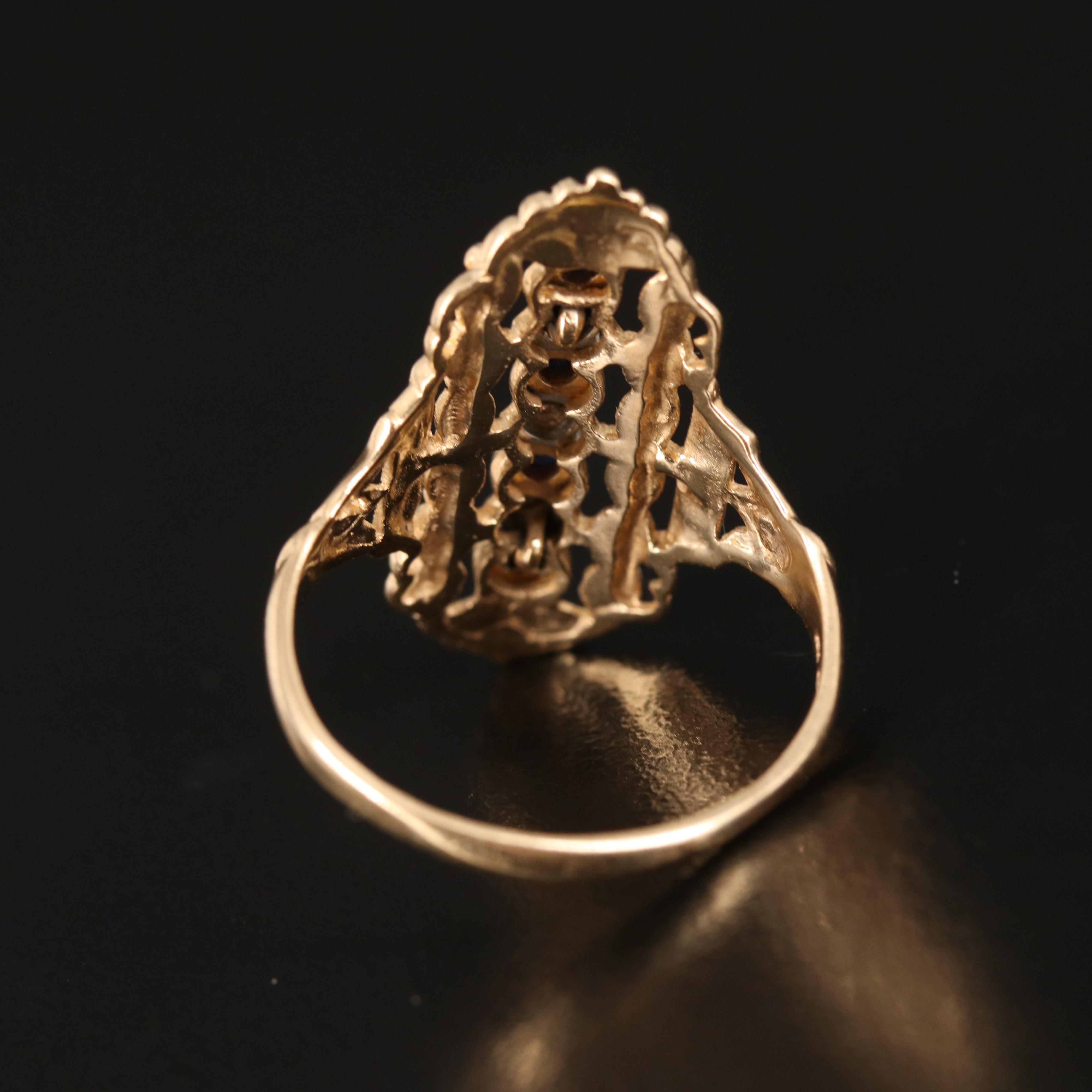 Vintage 10K Sapphire and Diamond Pointer Ring