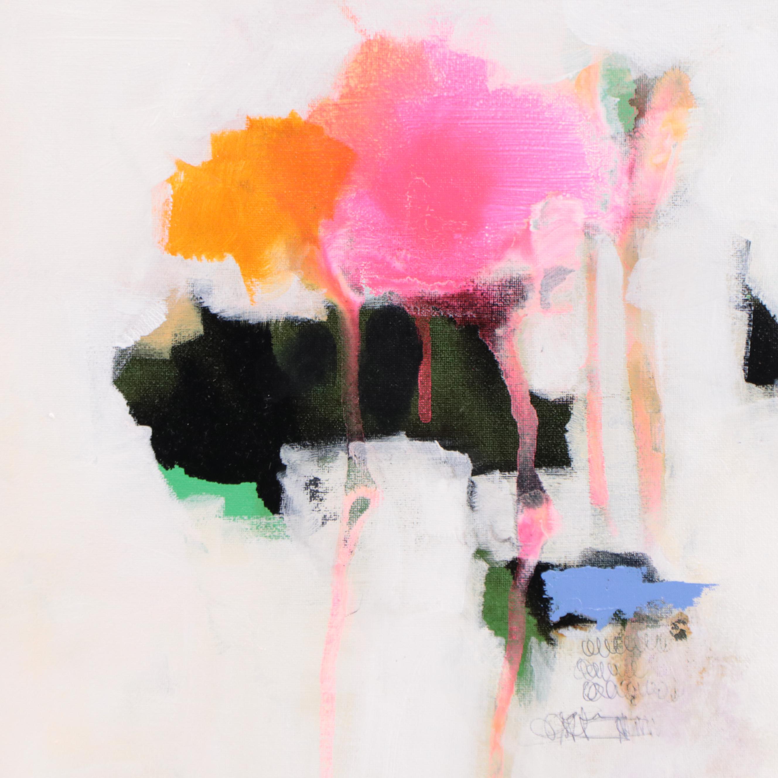 Milagros Pongo Abstract Mixed Media Painting, 21st Century