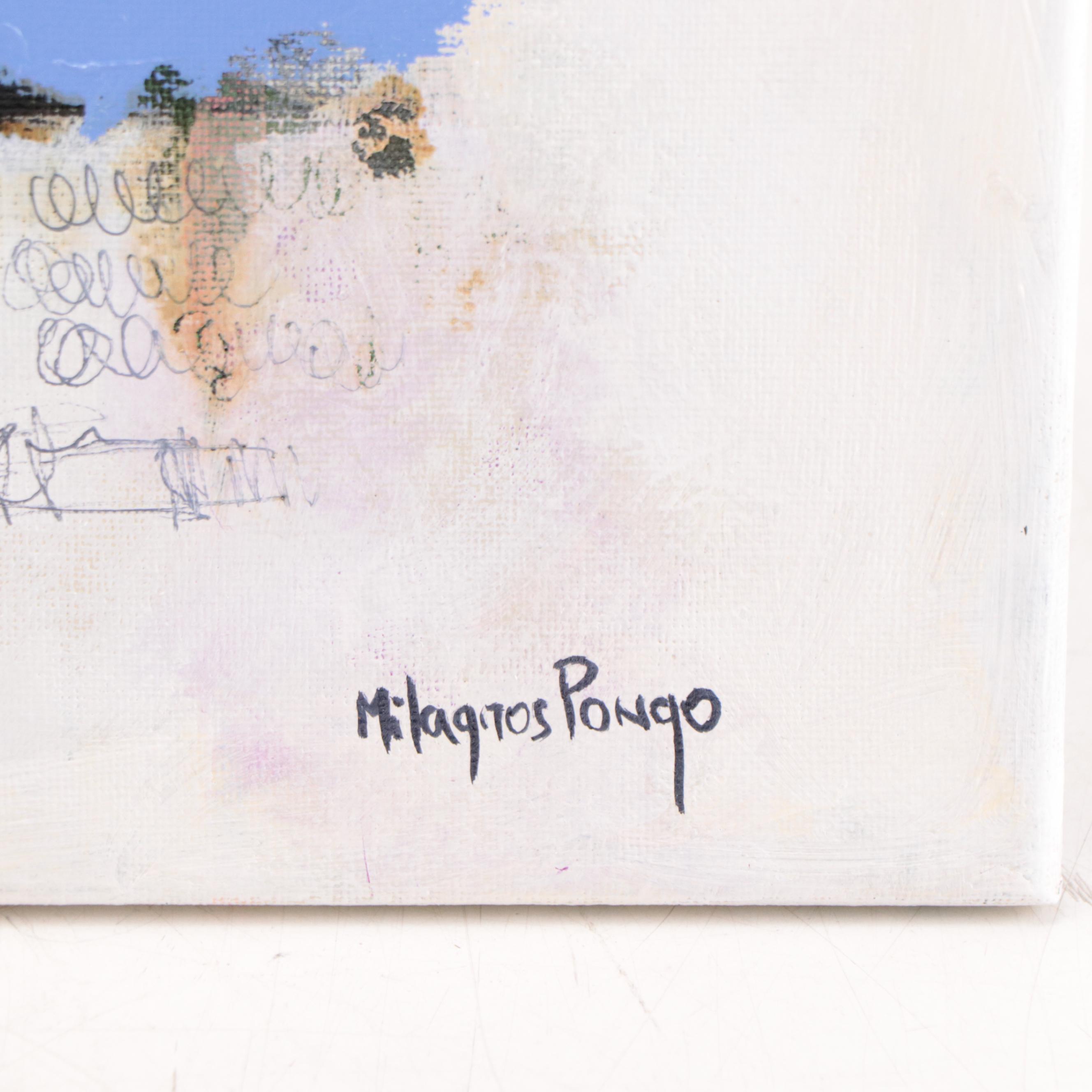 Milagros Pongo Abstract Mixed Media Painting, 21st Century