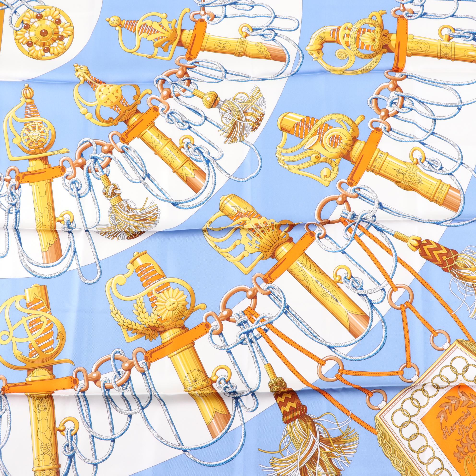 Hermès "Cliquetis" Scarf 90 in Silk Twill