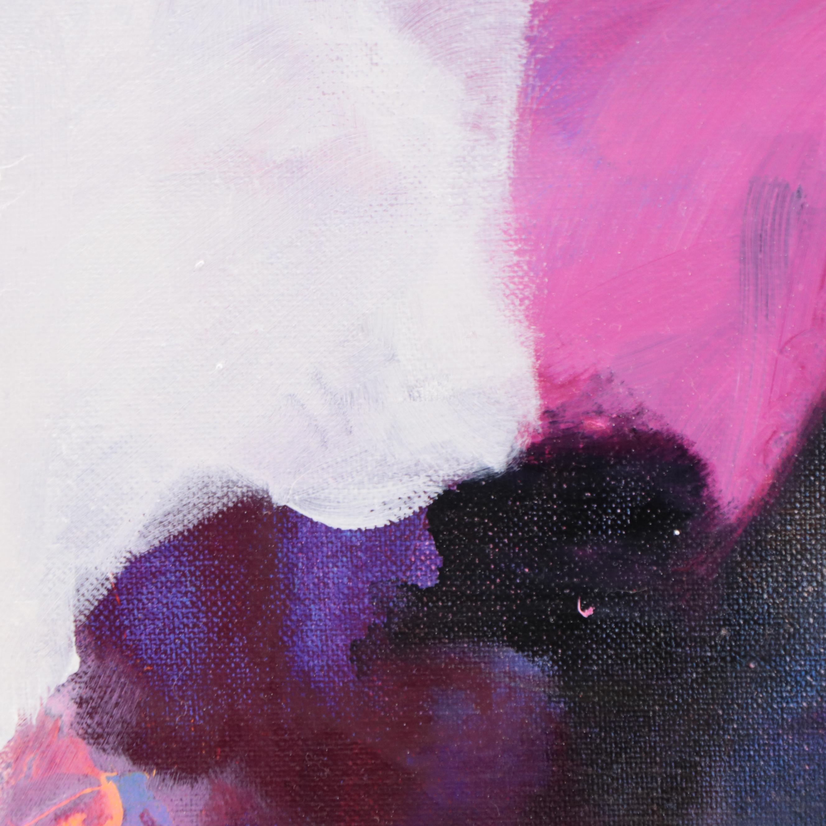 Milagros Pongo Mixed Media Painting "Fushia," 21st Century