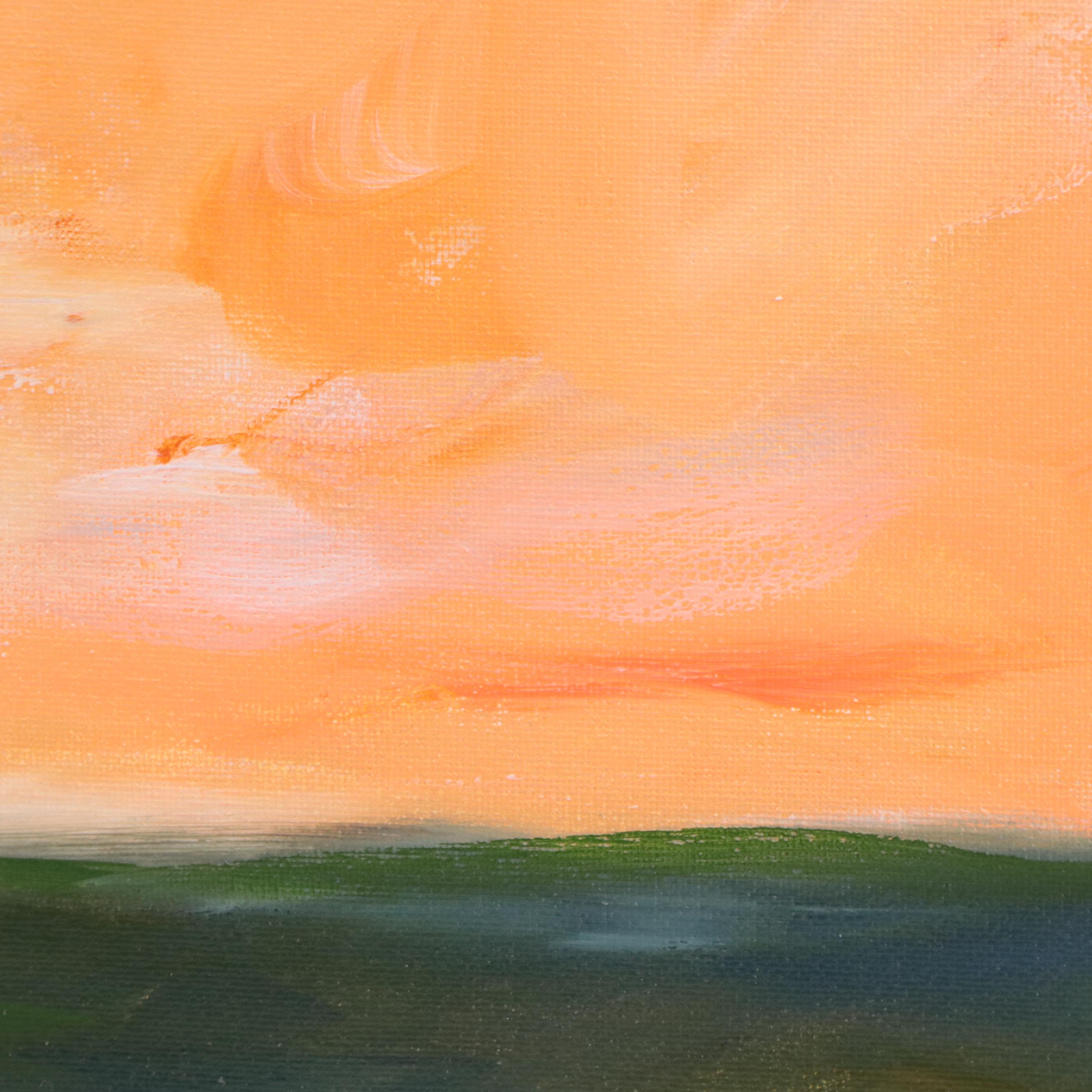 Milagros Pongo Landscape Mixed Media Painting "Red Sky," 21st Century