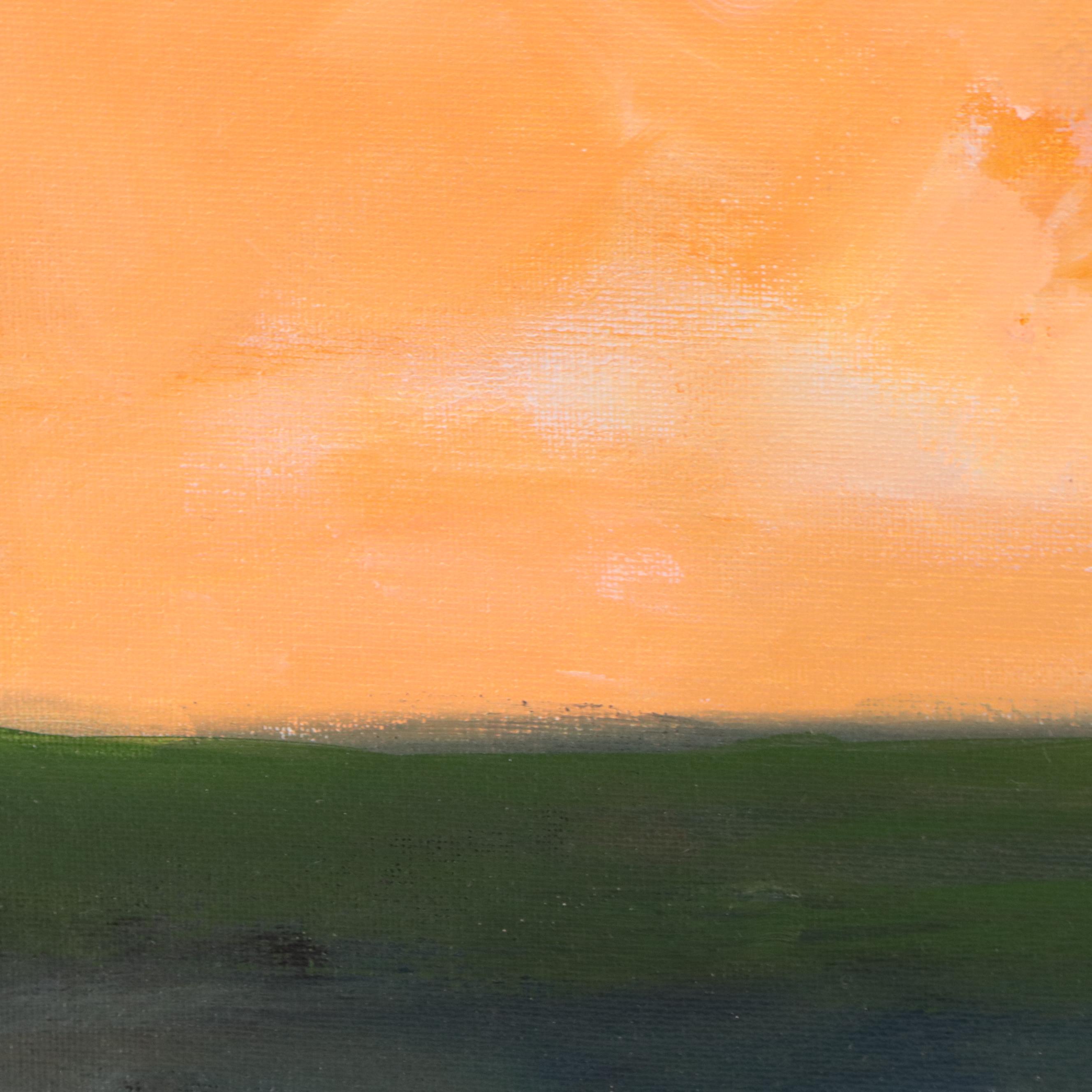 Milagros Pongo Landscape Mixed Media Painting "Red Sky," 21st Century