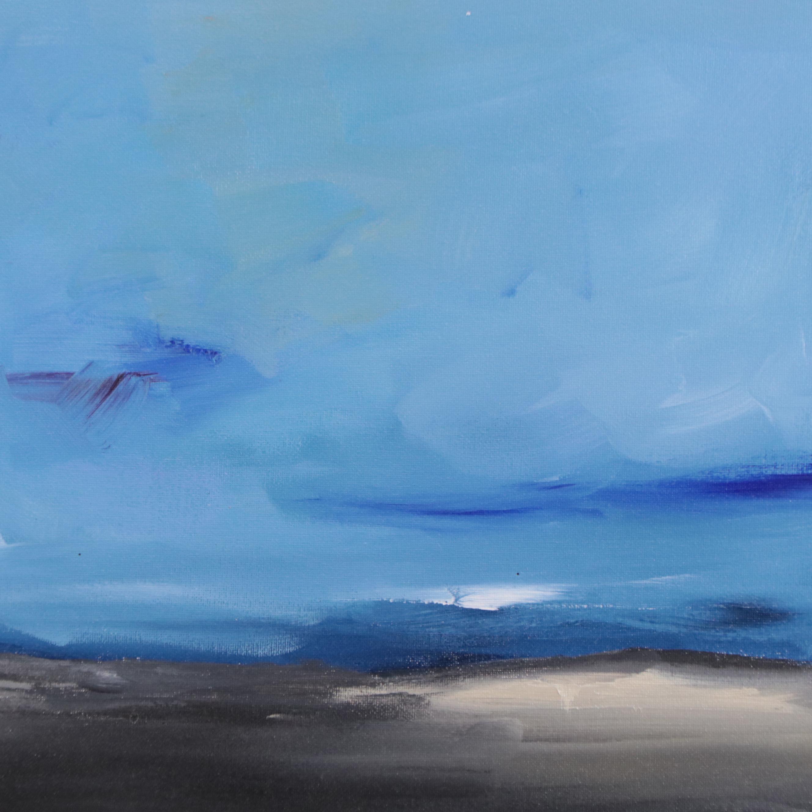 Milagros Pongo Mixed Media Painting "Caspian Sea," 21st Century