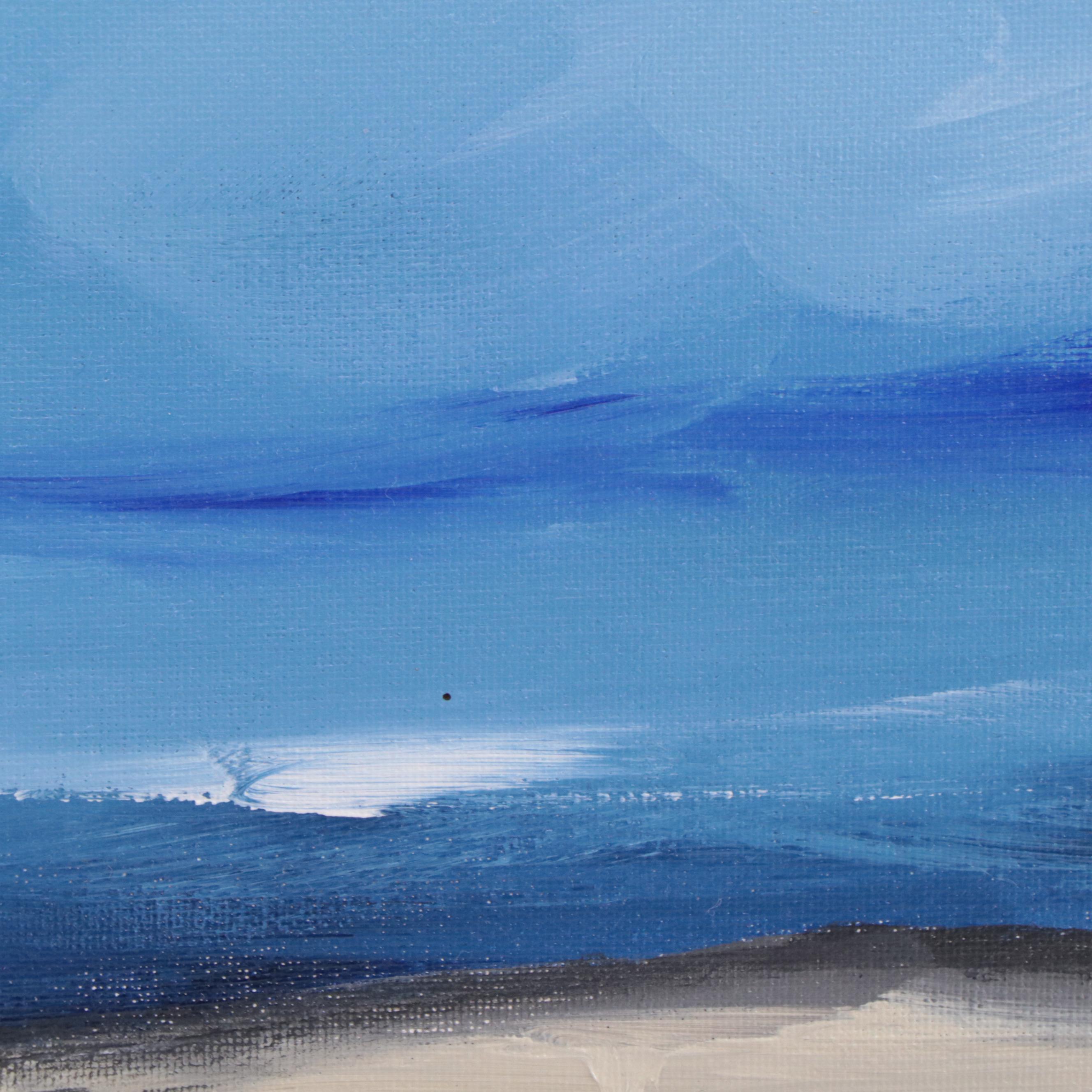 Milagros Pongo Mixed Media Painting "Caspian Sea," 21st Century