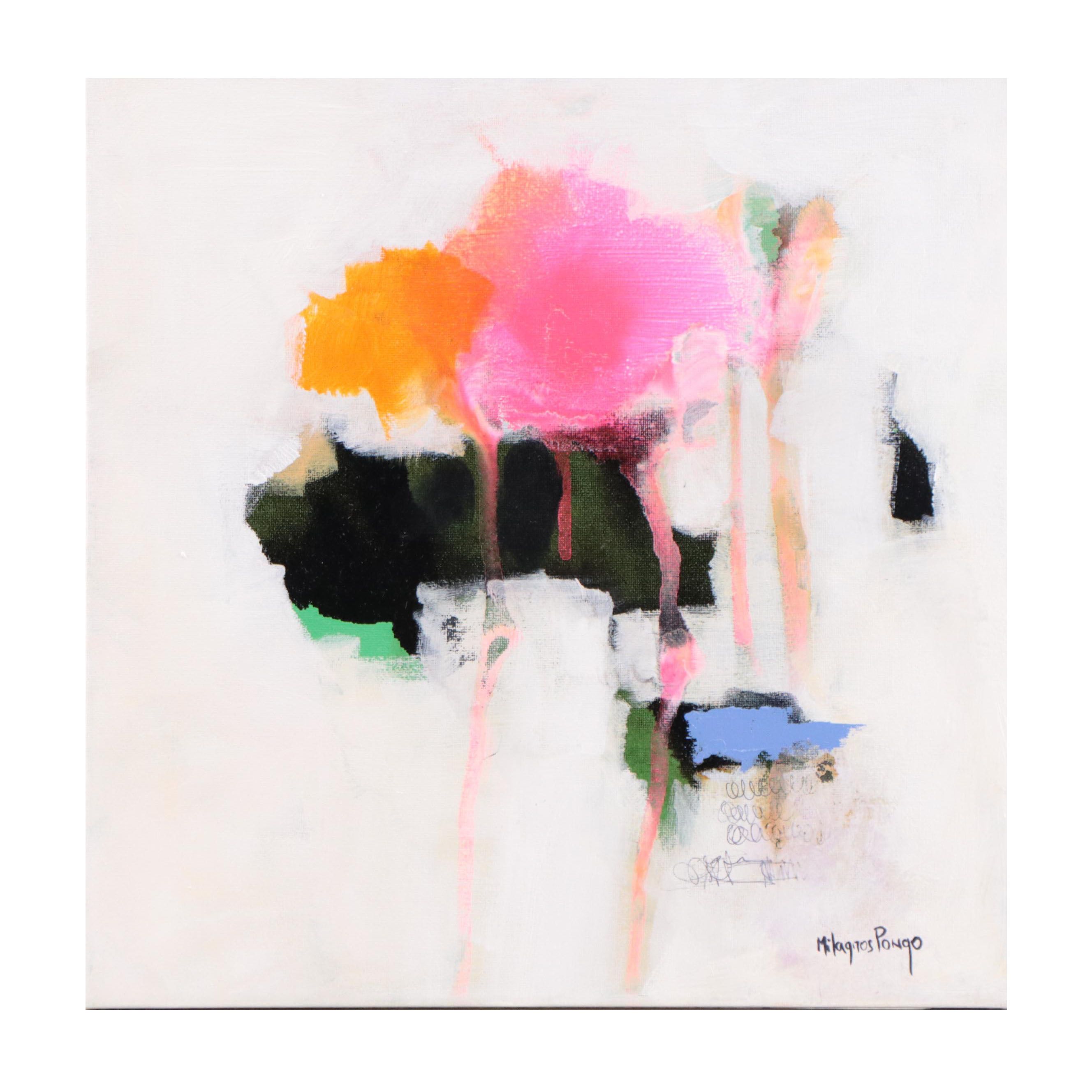 Milagros Pongo Abstract Mixed Media Painting, 21st Century