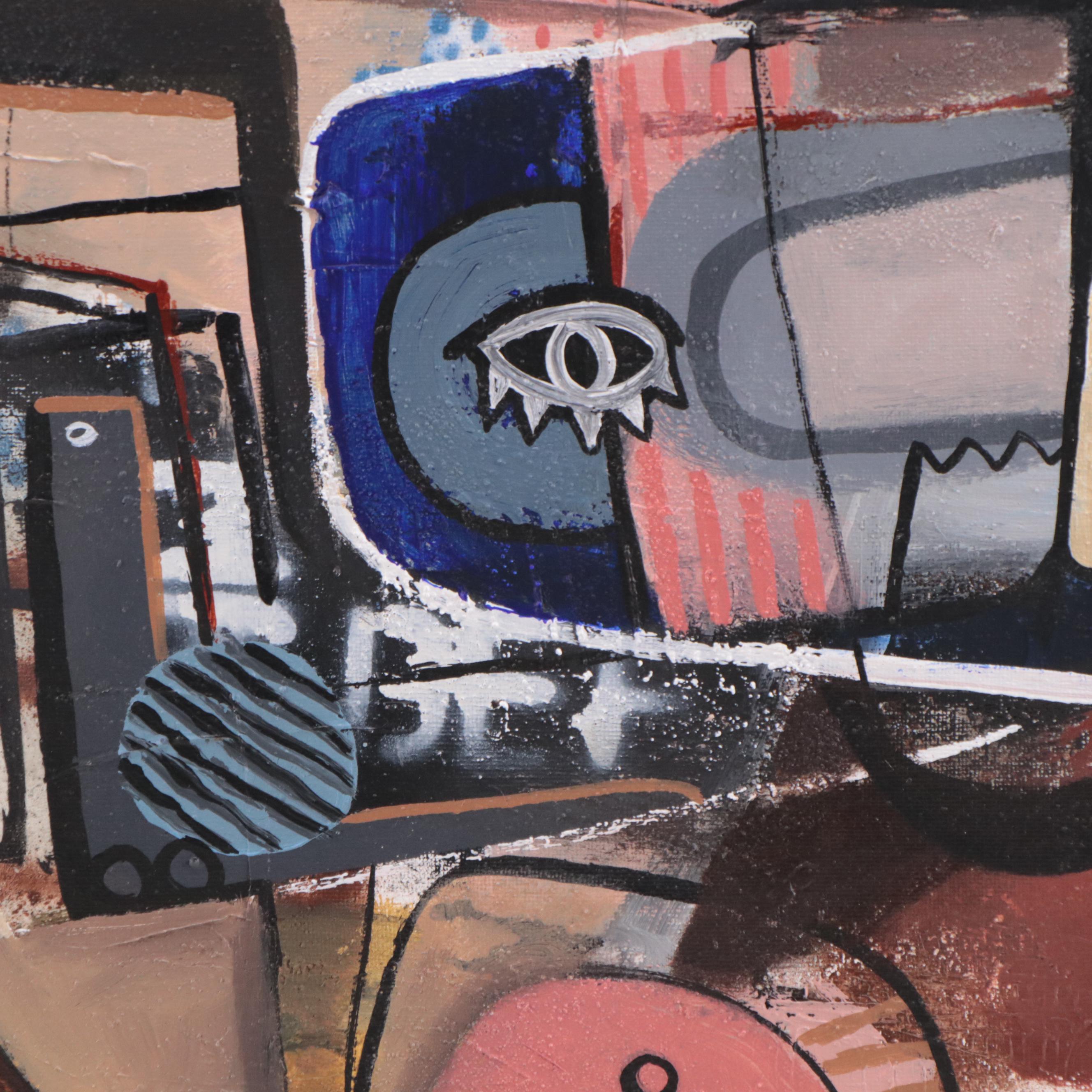 Michel Blázquez Acrylic Painting "Abstract Face," 2022