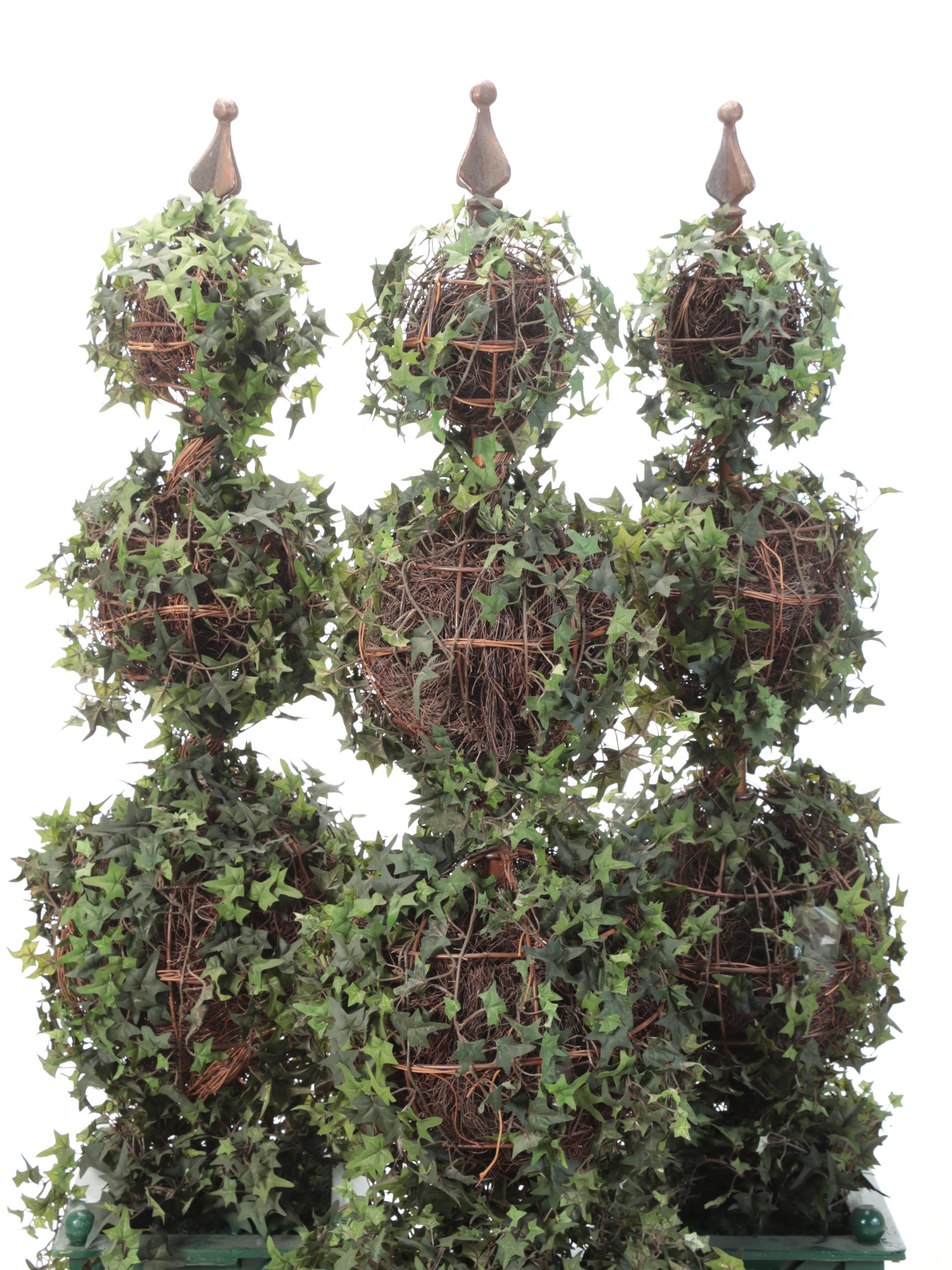 Artificial Ivy Topiaries in Wooden Planters
