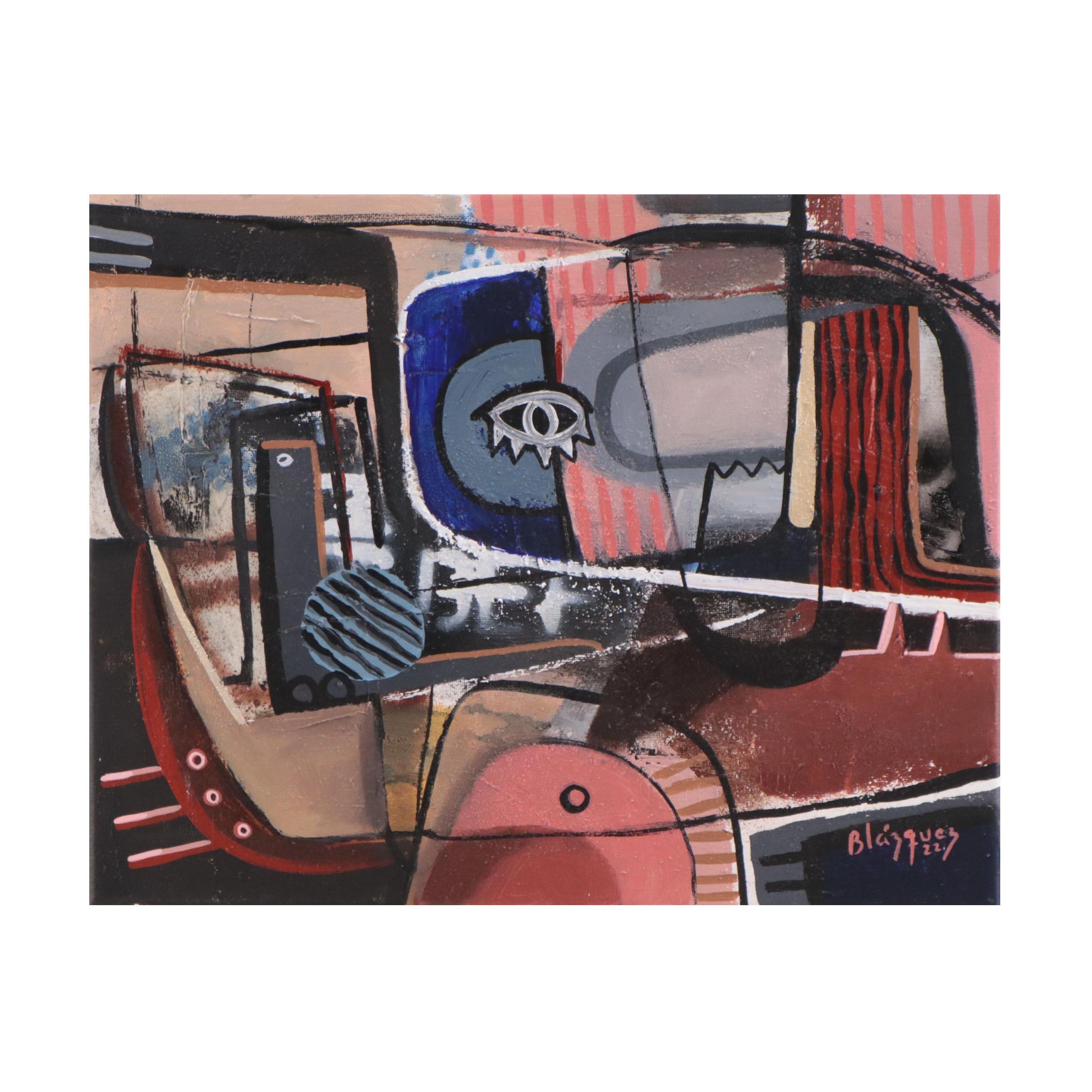 Michel Blázquez Acrylic Painting "Abstract Face," 2022