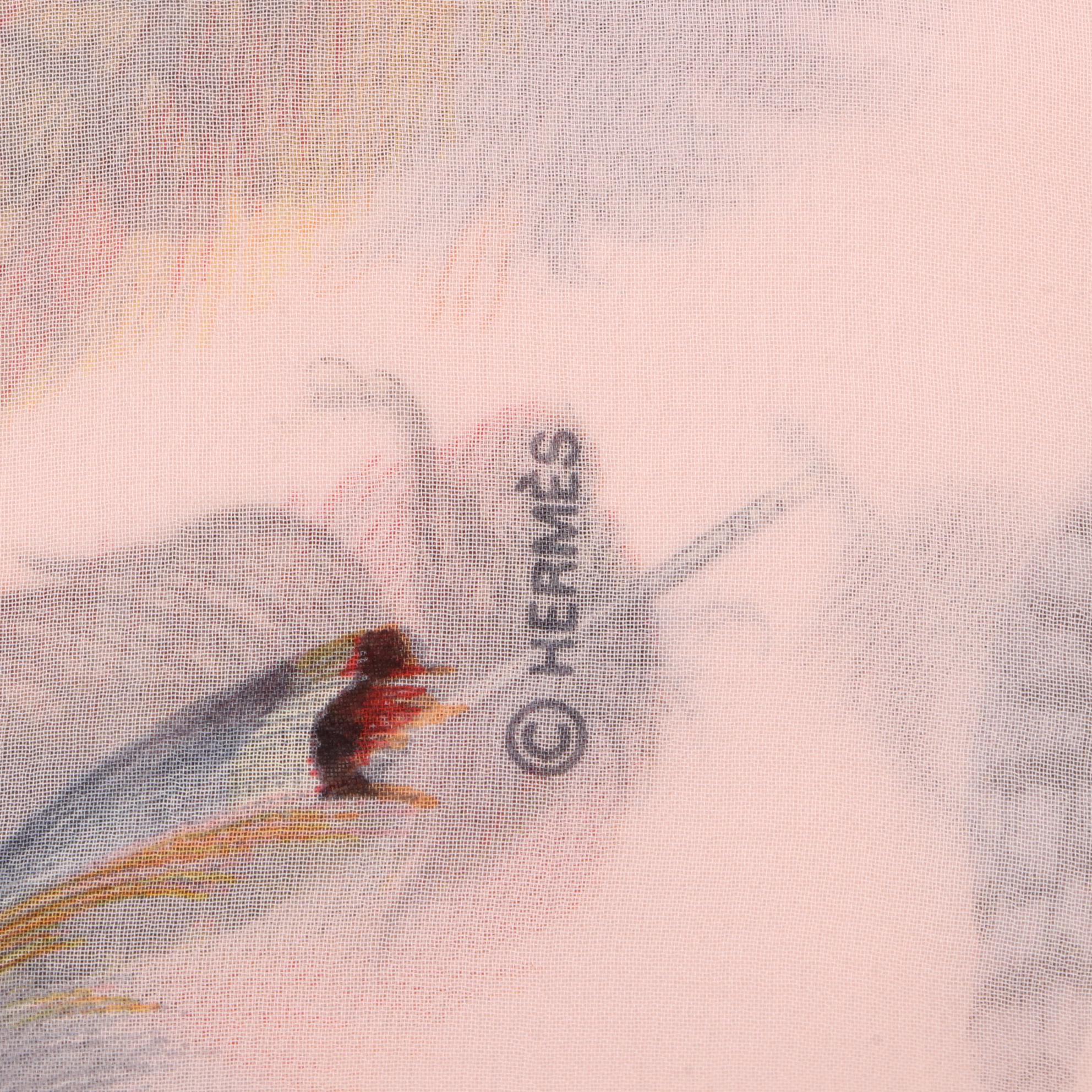 Hermès "Plumes" Scarf 90 in Silk Chiffon