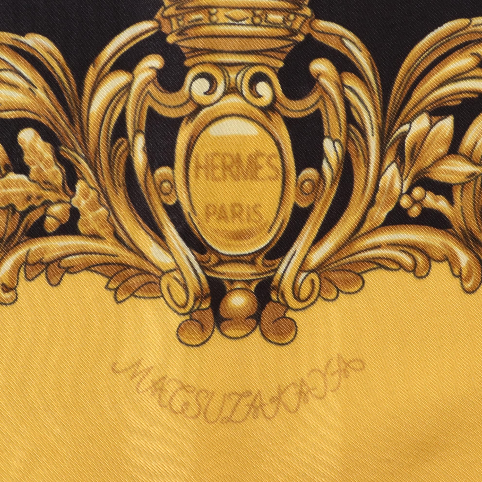 Hermès "Carrosses d'Or" Scarf 90 in Silk Twill