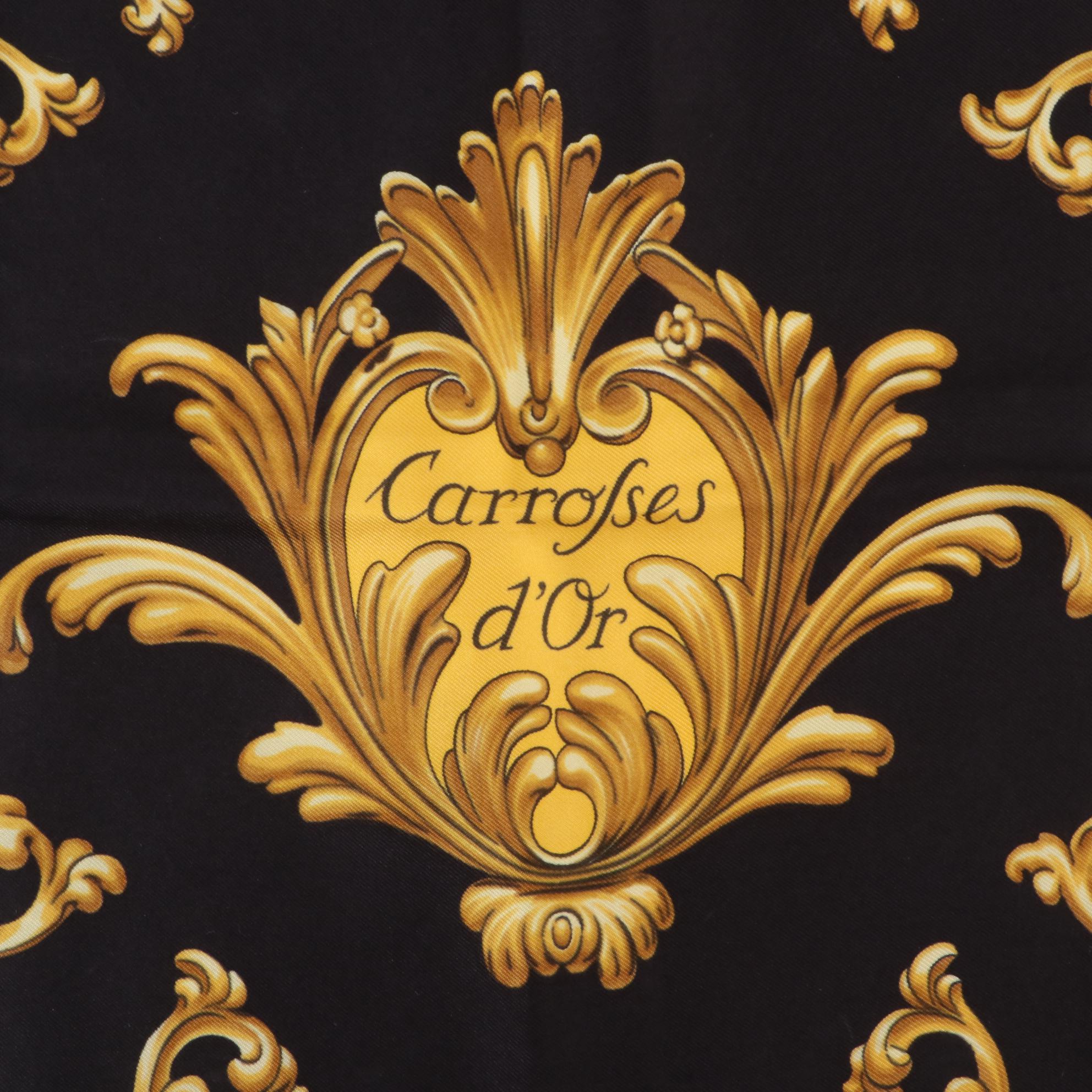 Hermès "Carrosses d'Or" Scarf 90 in Silk Twill