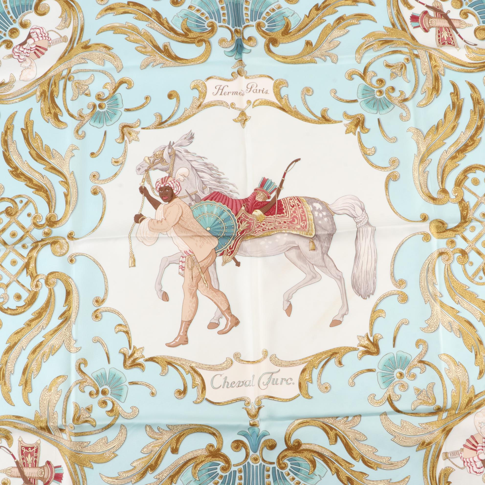 Hermès ''Cheval Turc'' Scarf 90 in Silk Twill