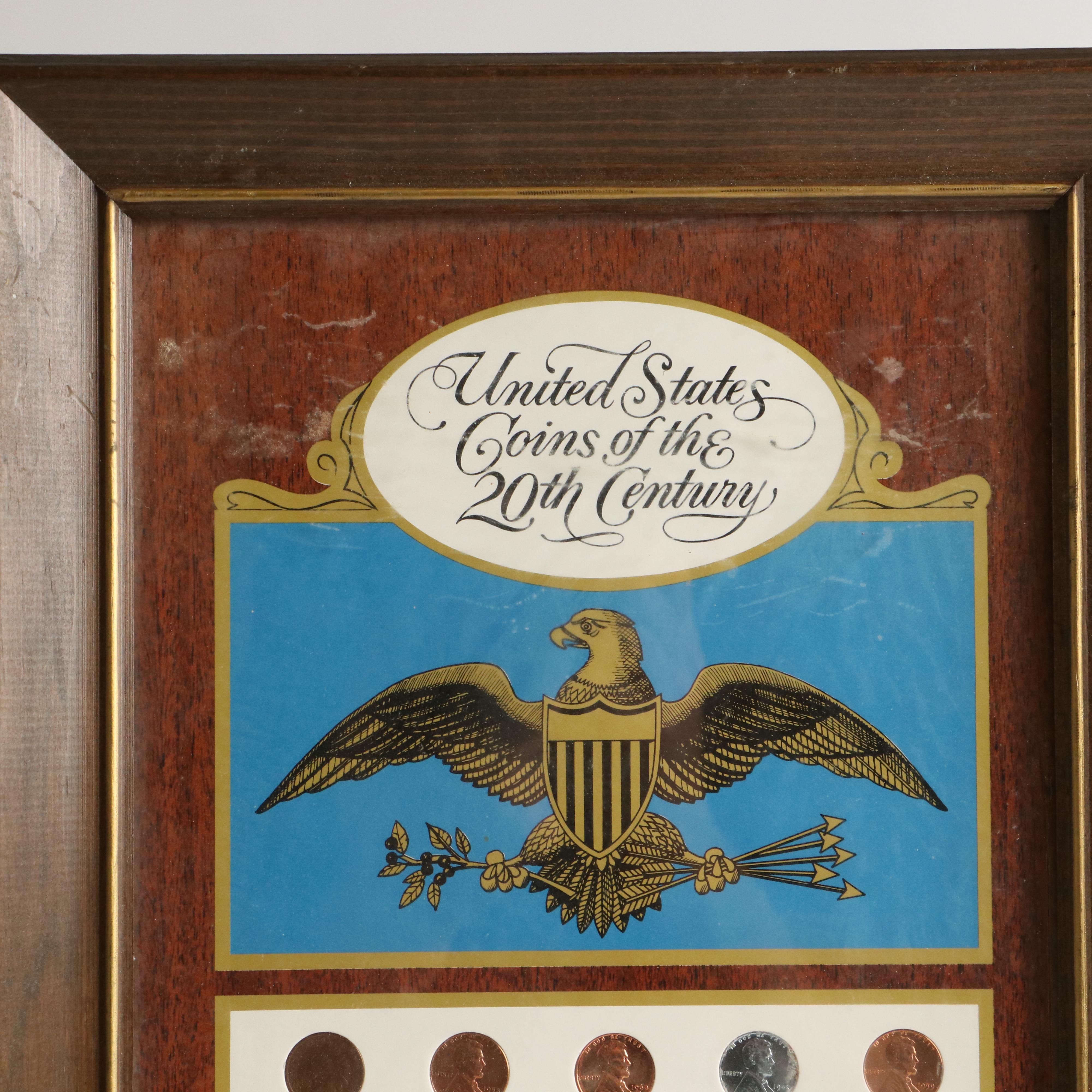 Framed 20th Century Type Coins Collection of Twenty-Five Pieces