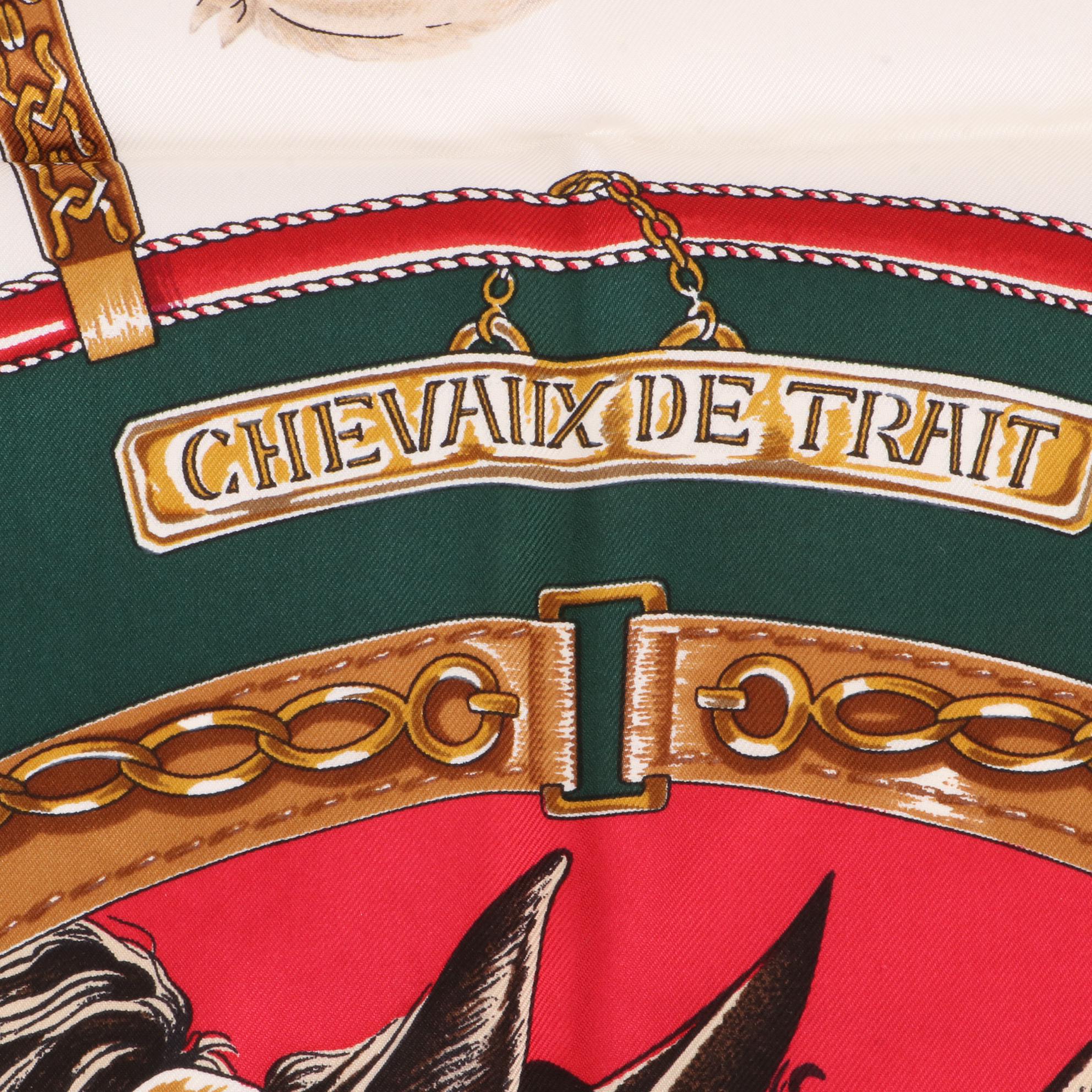 Hermès "Cheveaux de Trait" Silk Twill Scarf 90