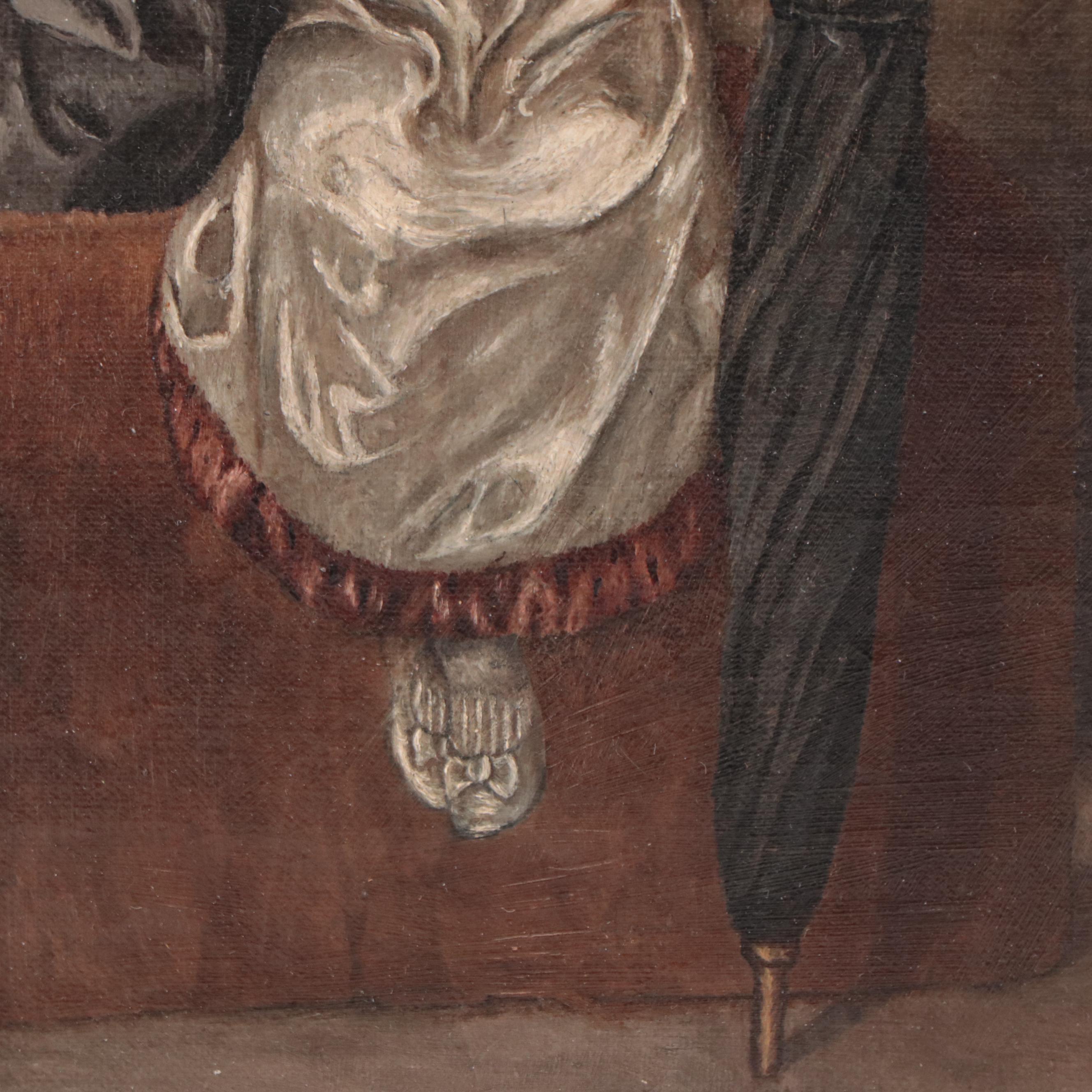 Oil Painting of Young Girl Wearing Bonnet