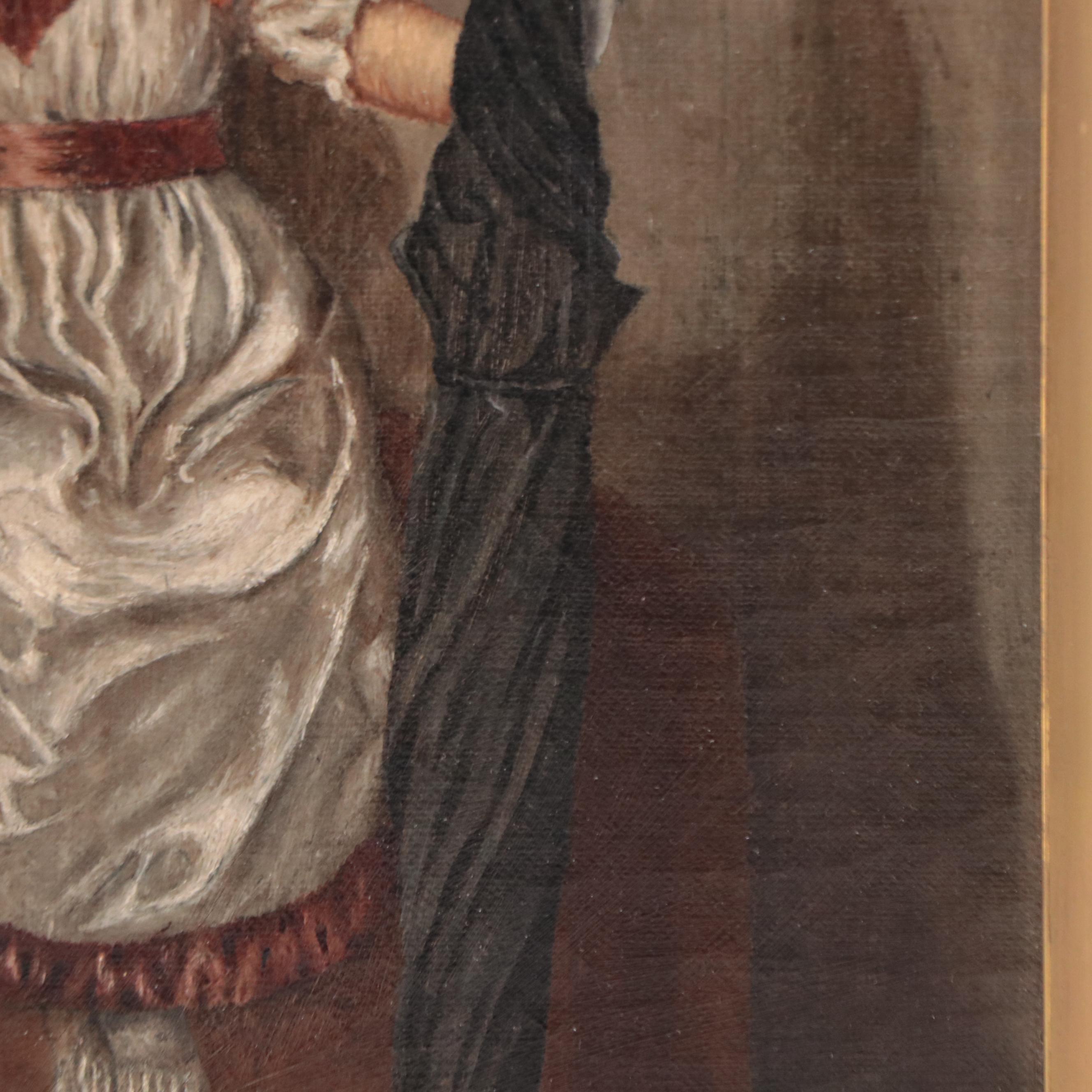 Oil Painting of Young Girl Wearing Bonnet