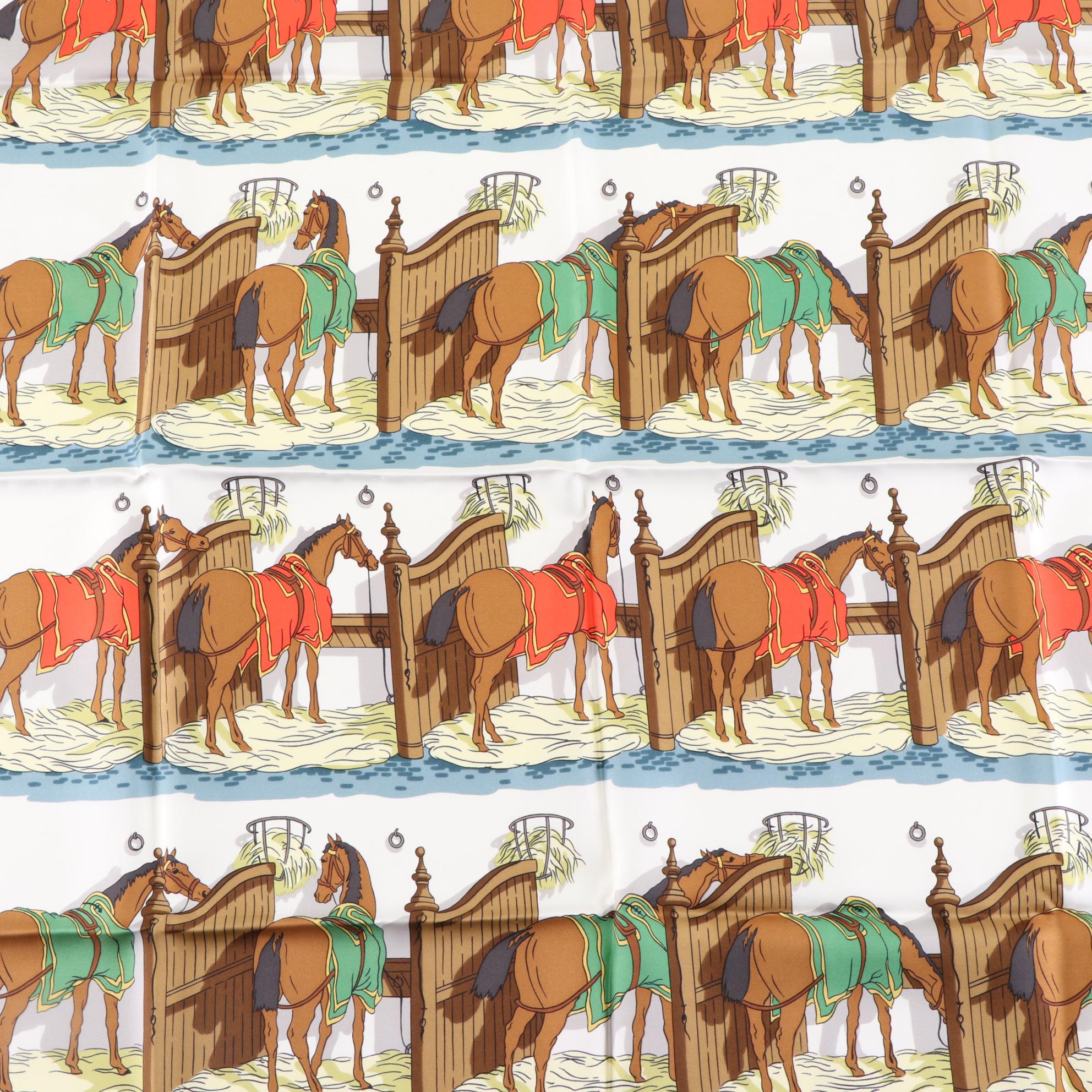 Hermès "Ecuries" Silk Twill Scarf 90