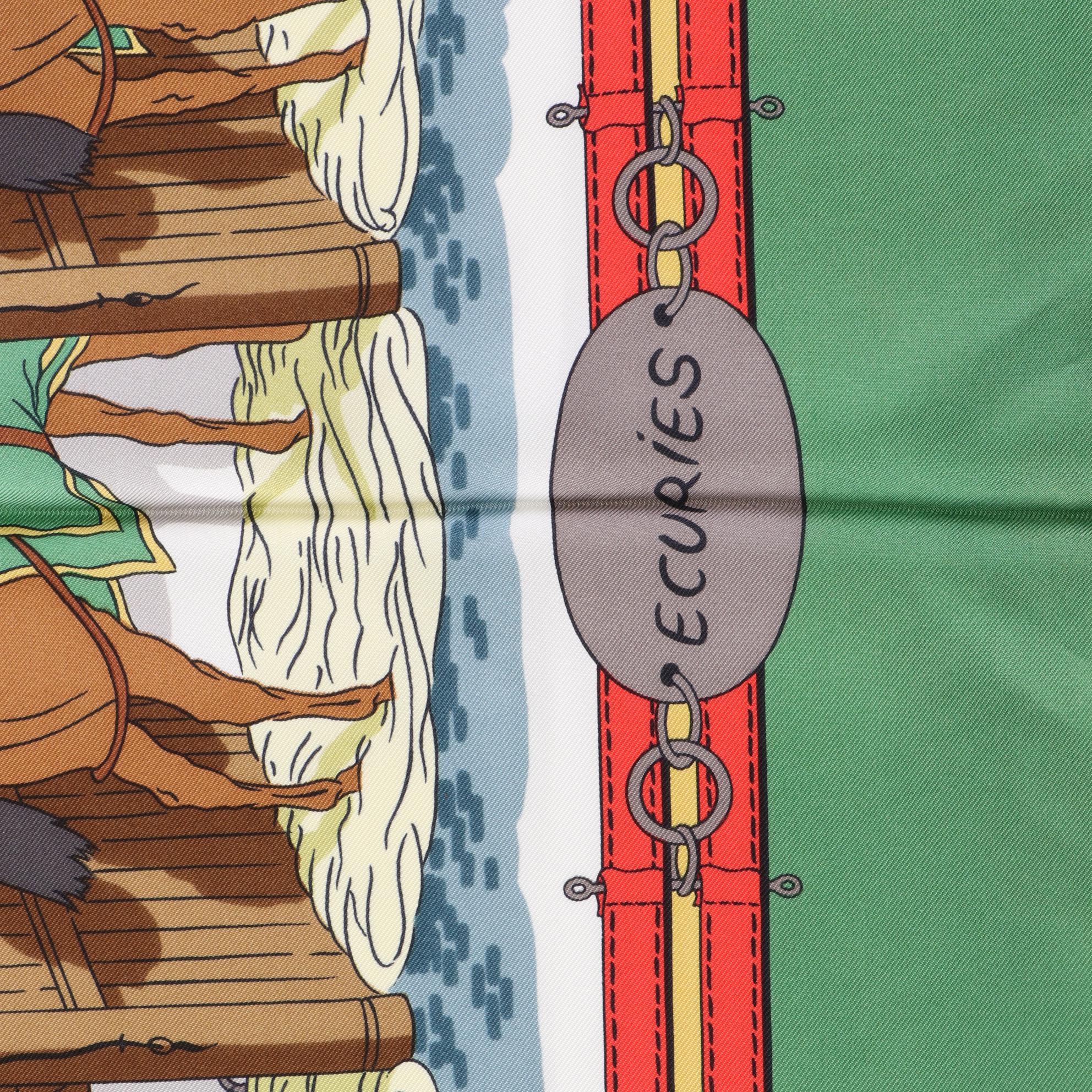 Hermès "Ecuries" Silk Twill Scarf 90