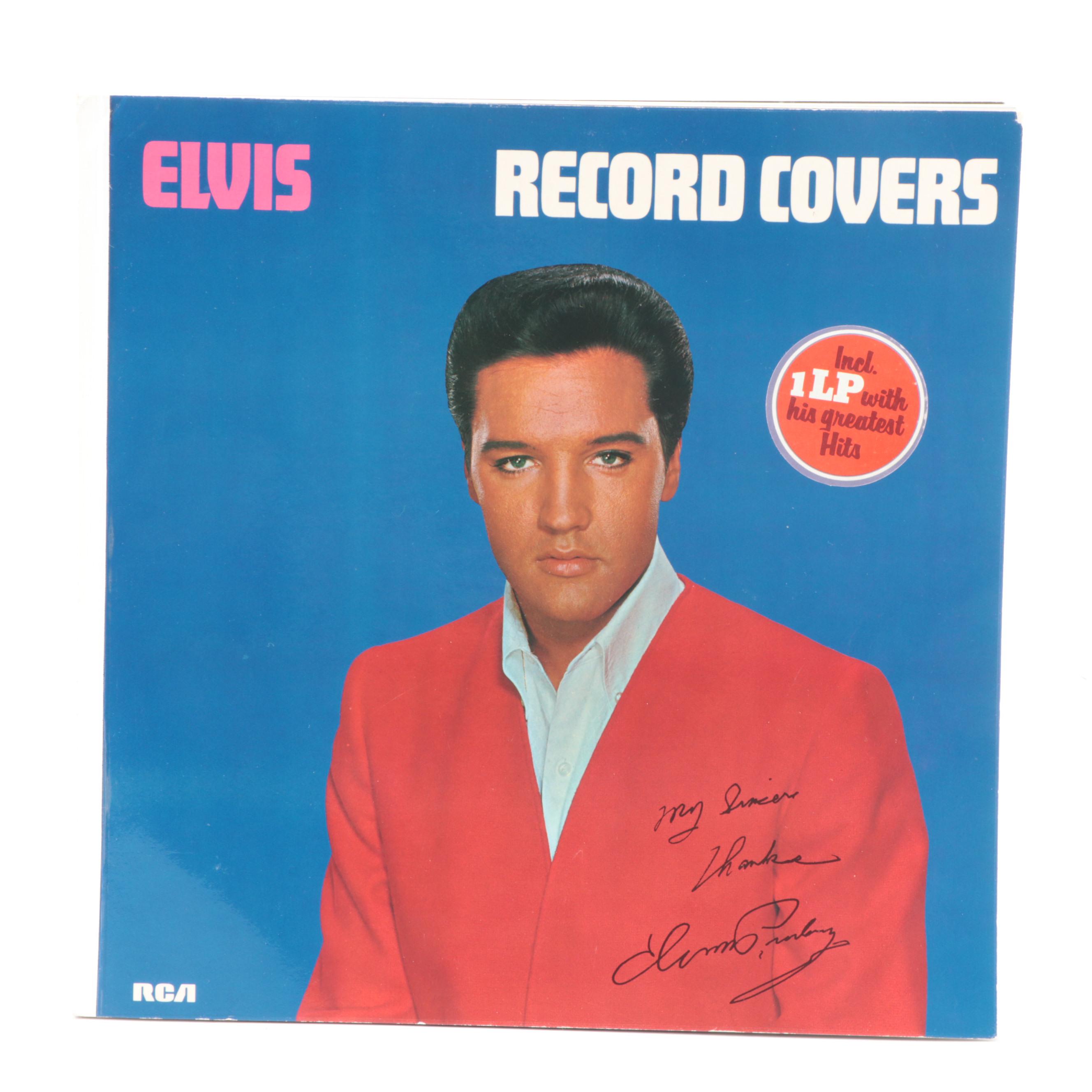 "Elvis Presley: Record Covers" with Greatest Hits LP and Table Top Cut Out