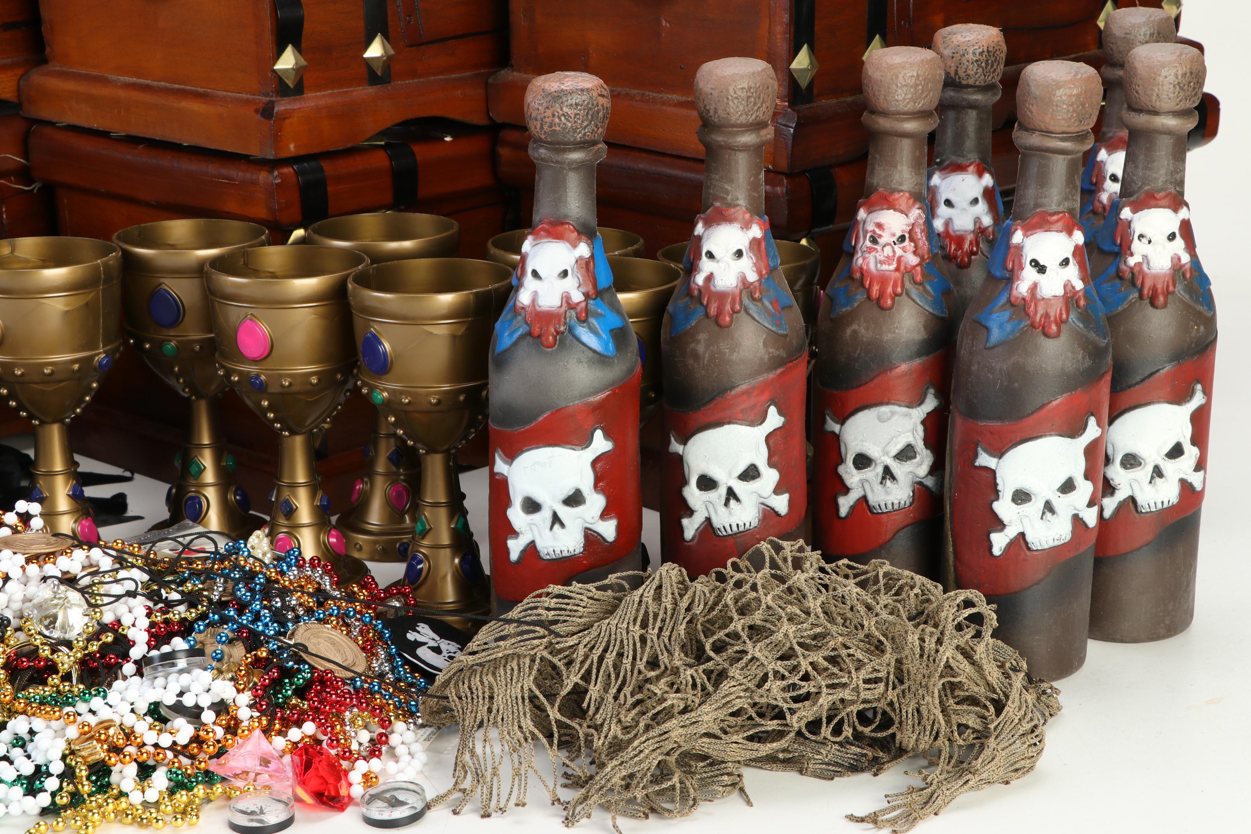 Wooden Pirate Treasure Boxes and Other Decorative Accessories