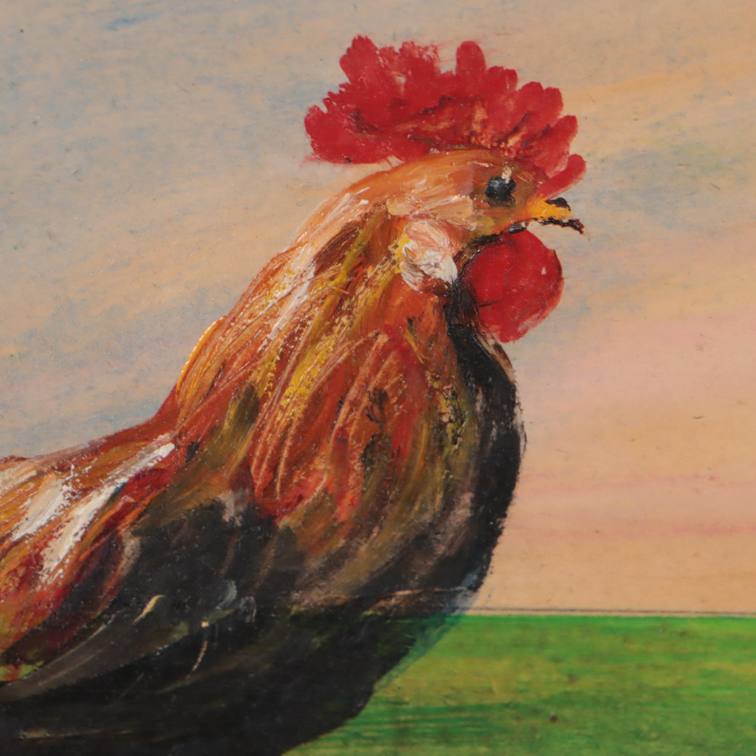 Oil Painting of Rooster Portrait