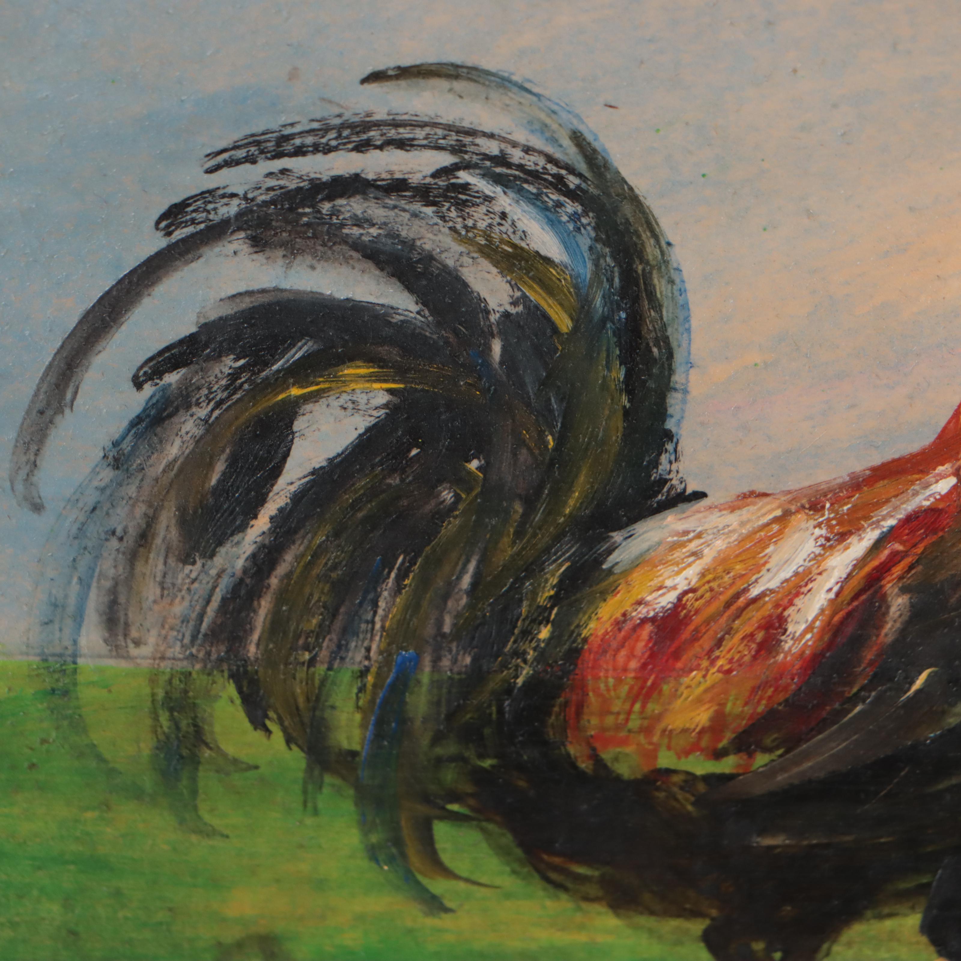 Oil Painting of Rooster Portrait