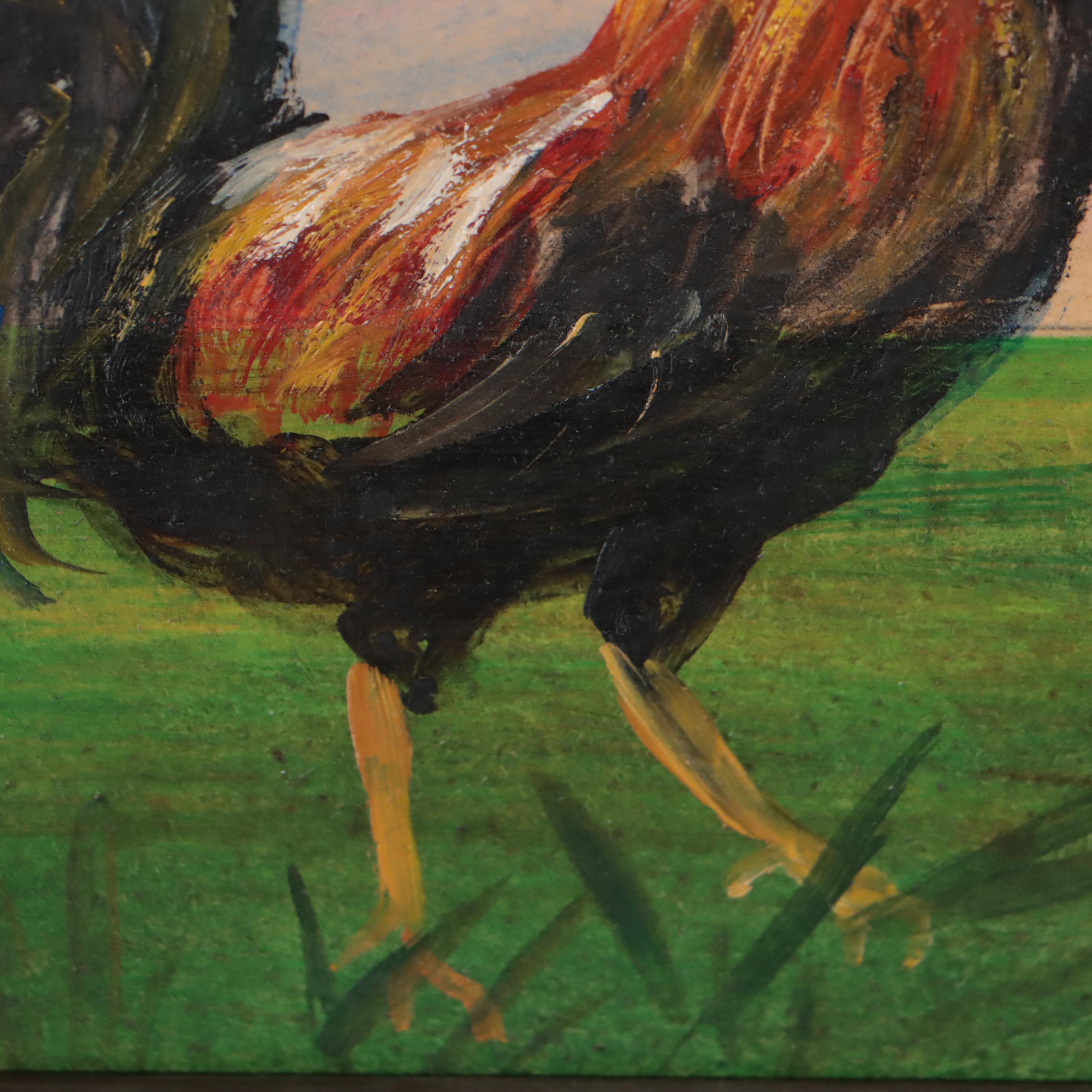 Oil Painting of Rooster Portrait