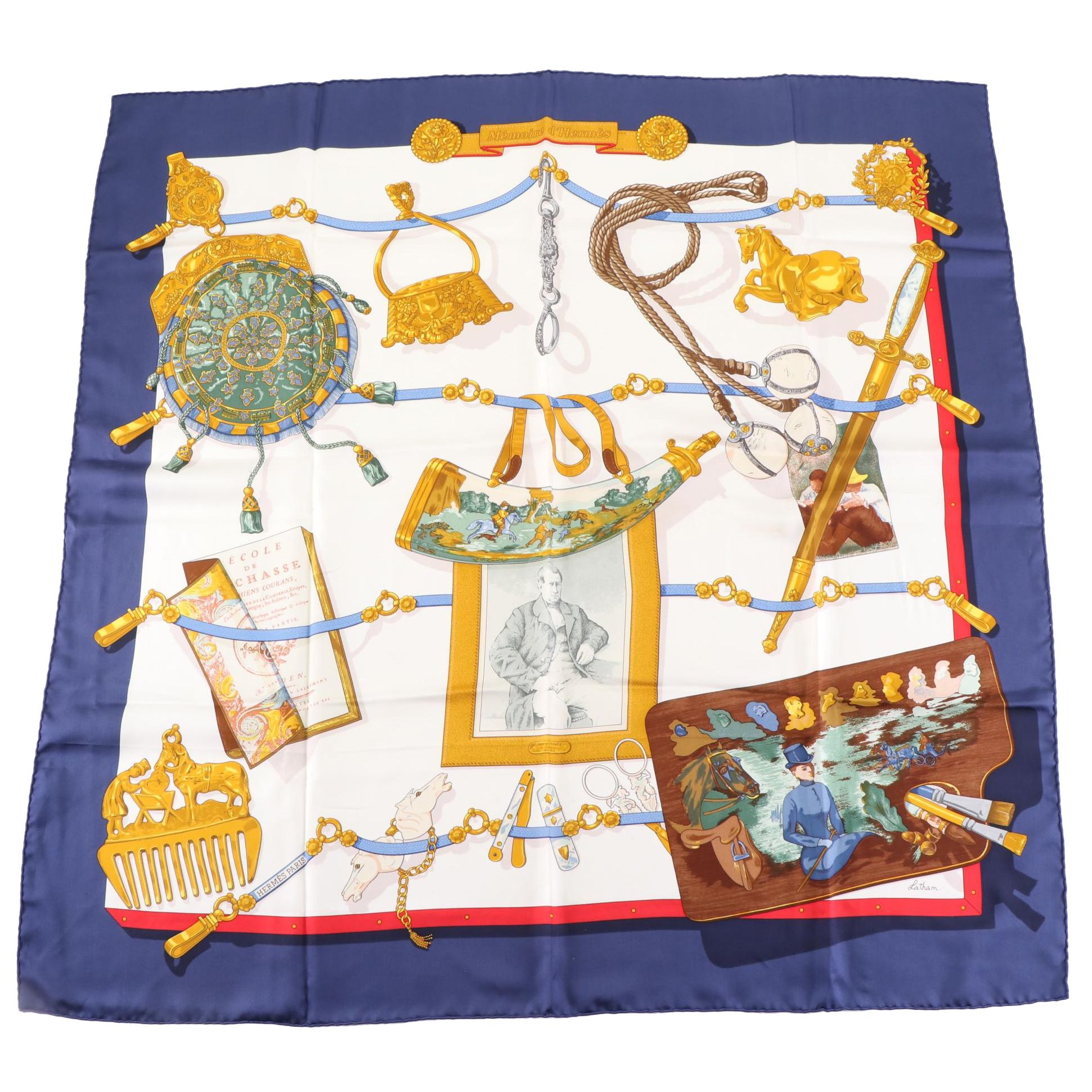 Hermès ''Memoire d'Hermes'' Scarf 90 in Silk Twill with Box