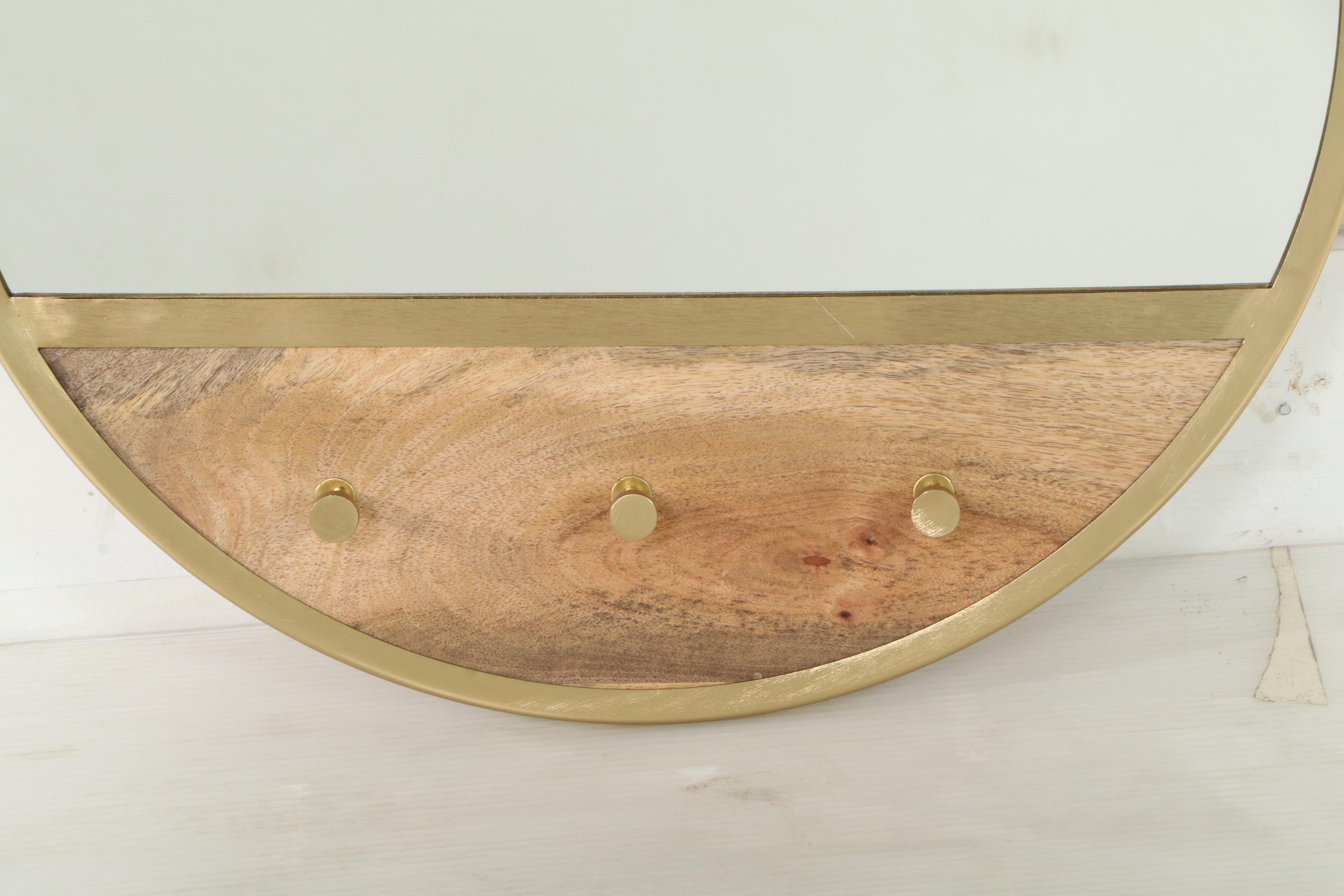 Threshold Round Wall Mirror with Hooks