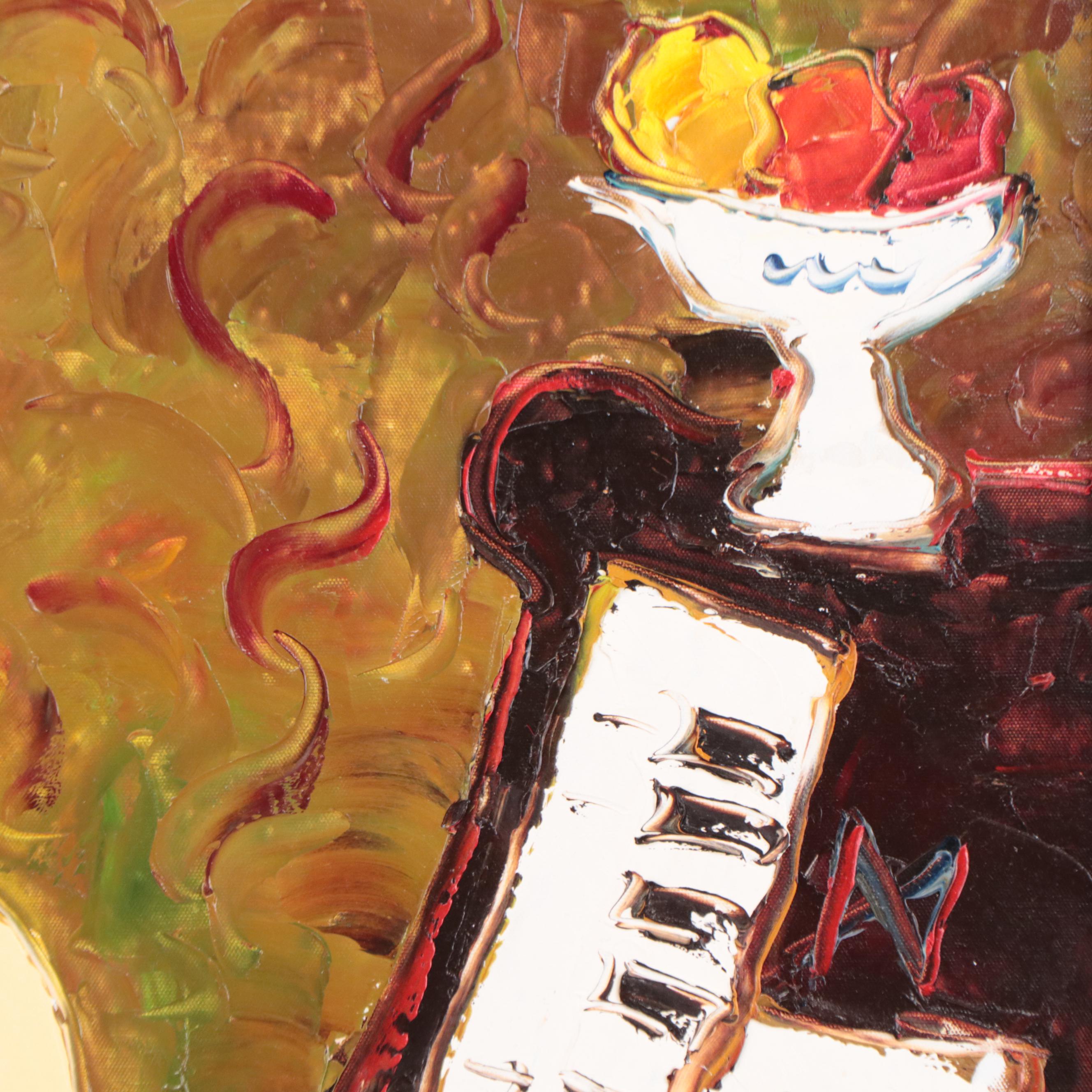 Oil Painting of Figures In Speakeasy