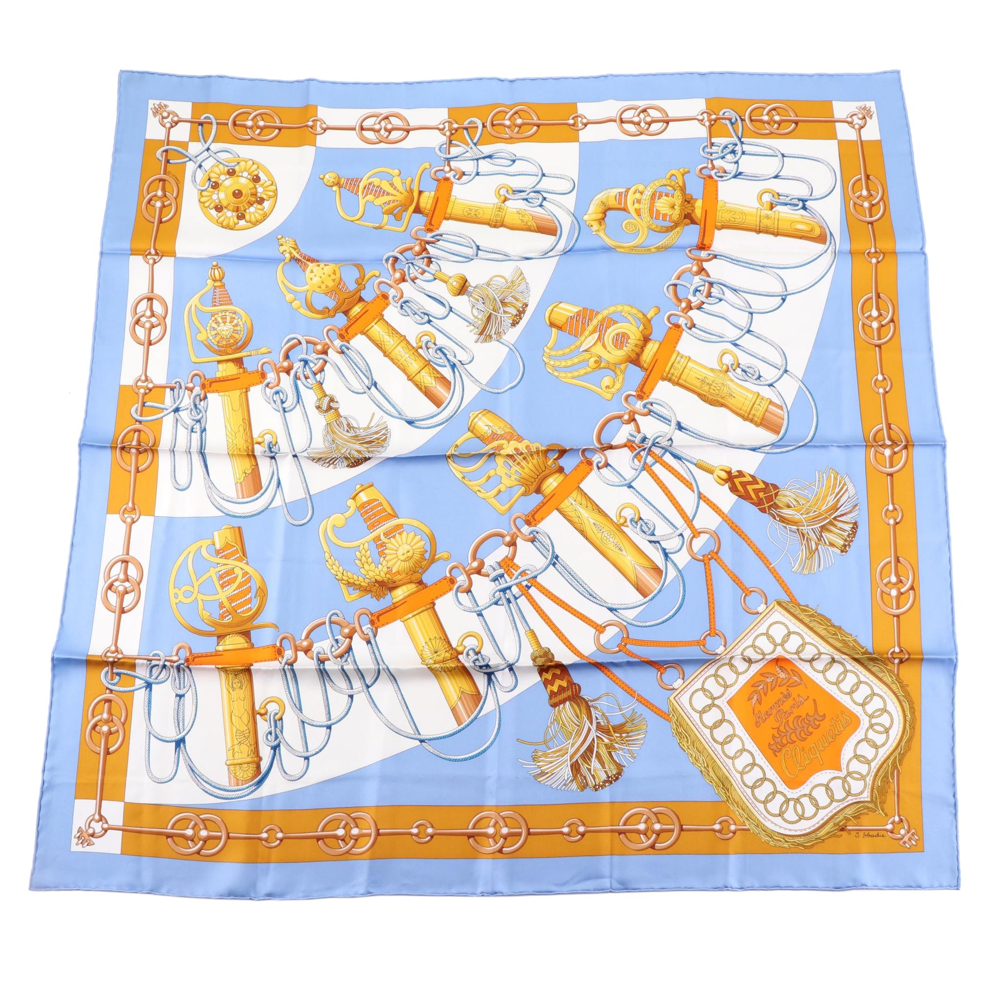 Hermès "Cliquetis" Scarf 90 in Silk Twill