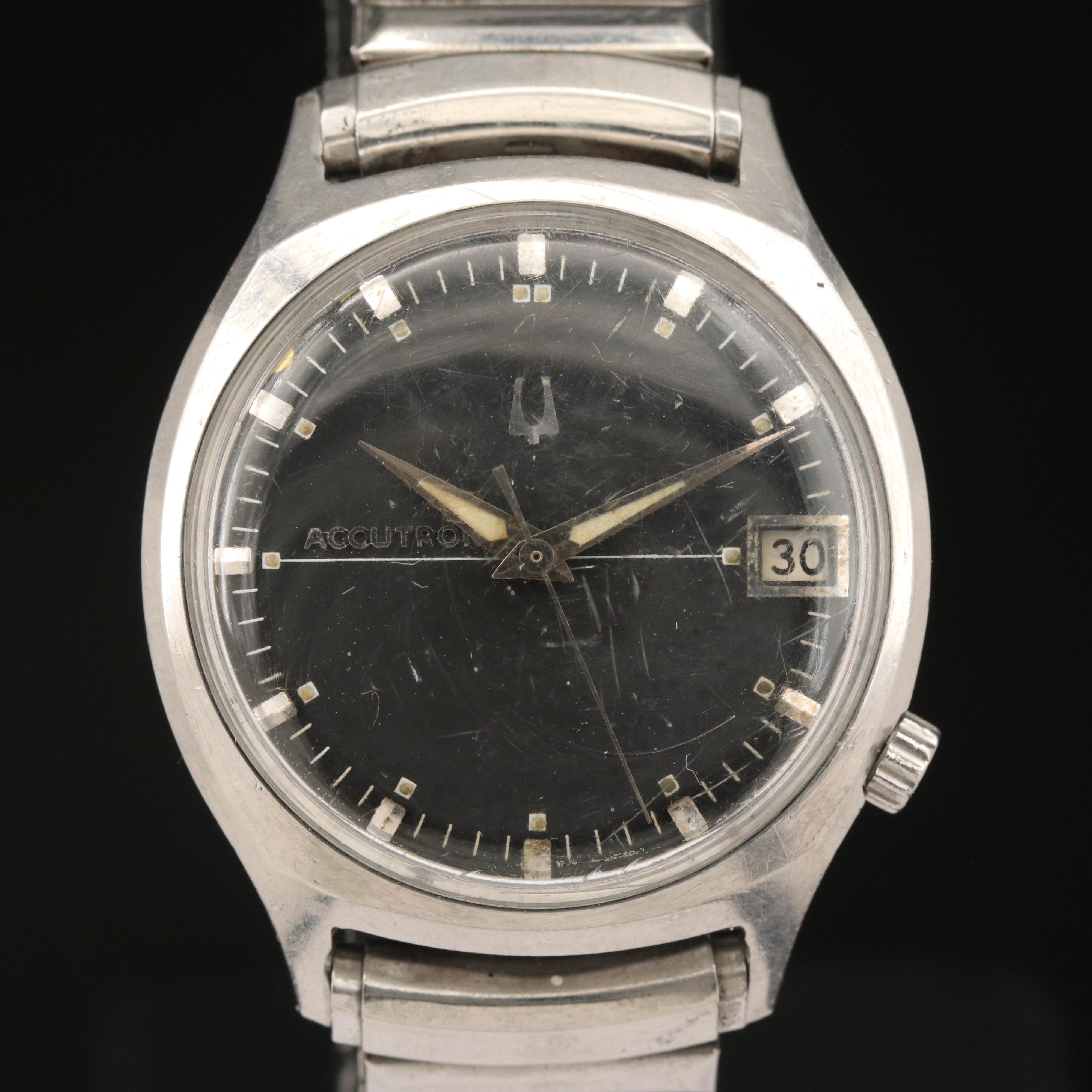 1967 Bulova Accutron Stainless Steel Watch with Original Box