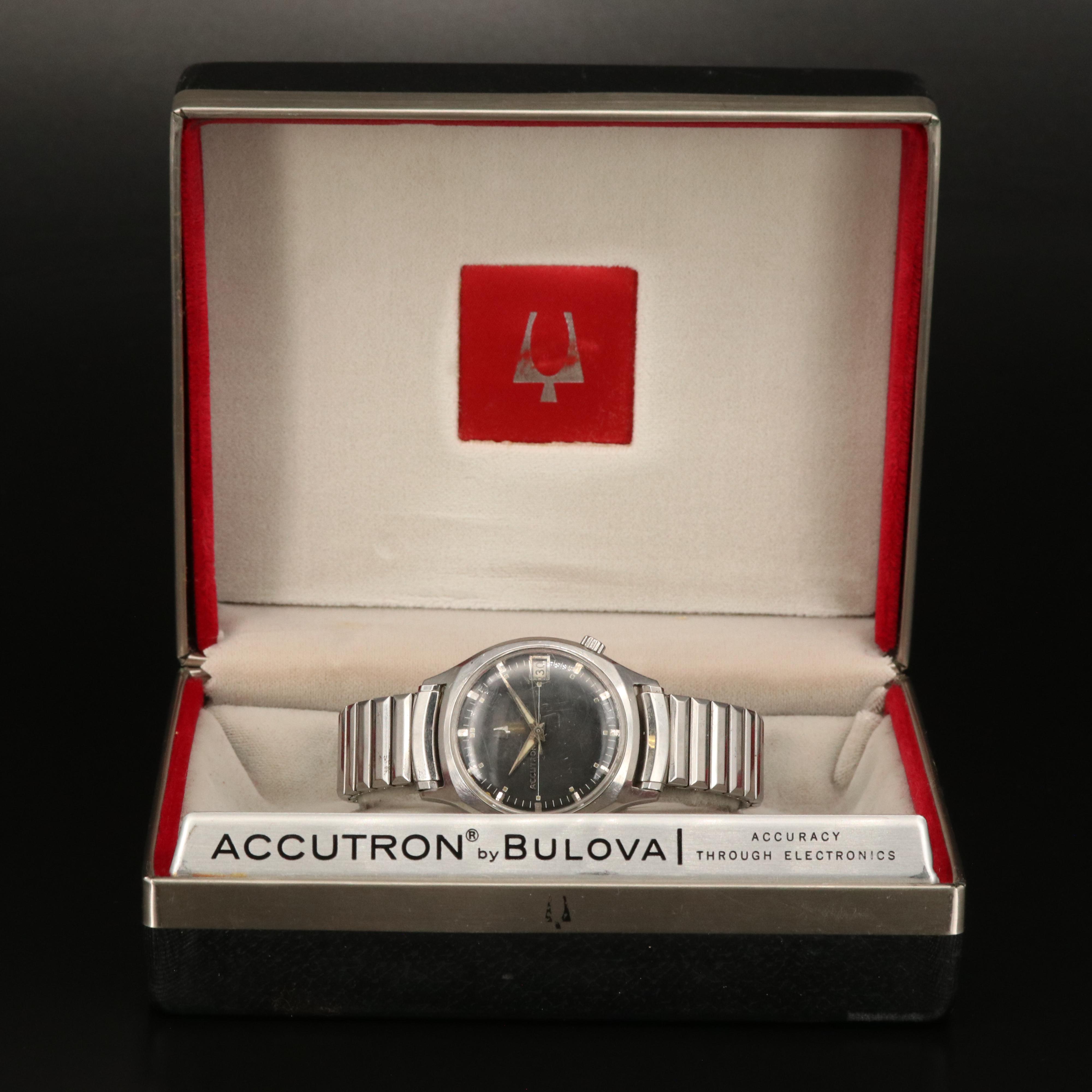 1967 Bulova Accutron Stainless Steel Watch with Original Box