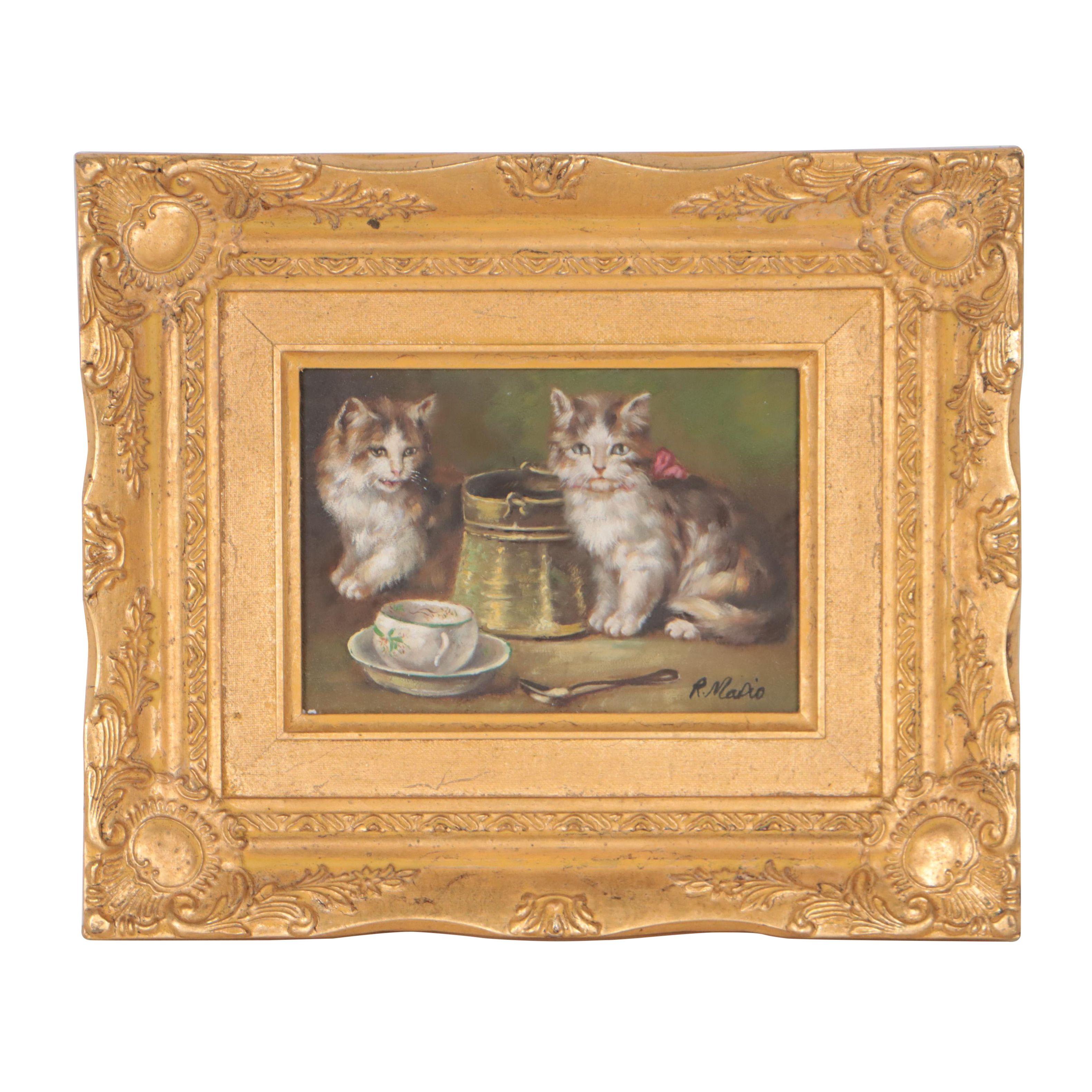 Oil Painting of Two Kittens