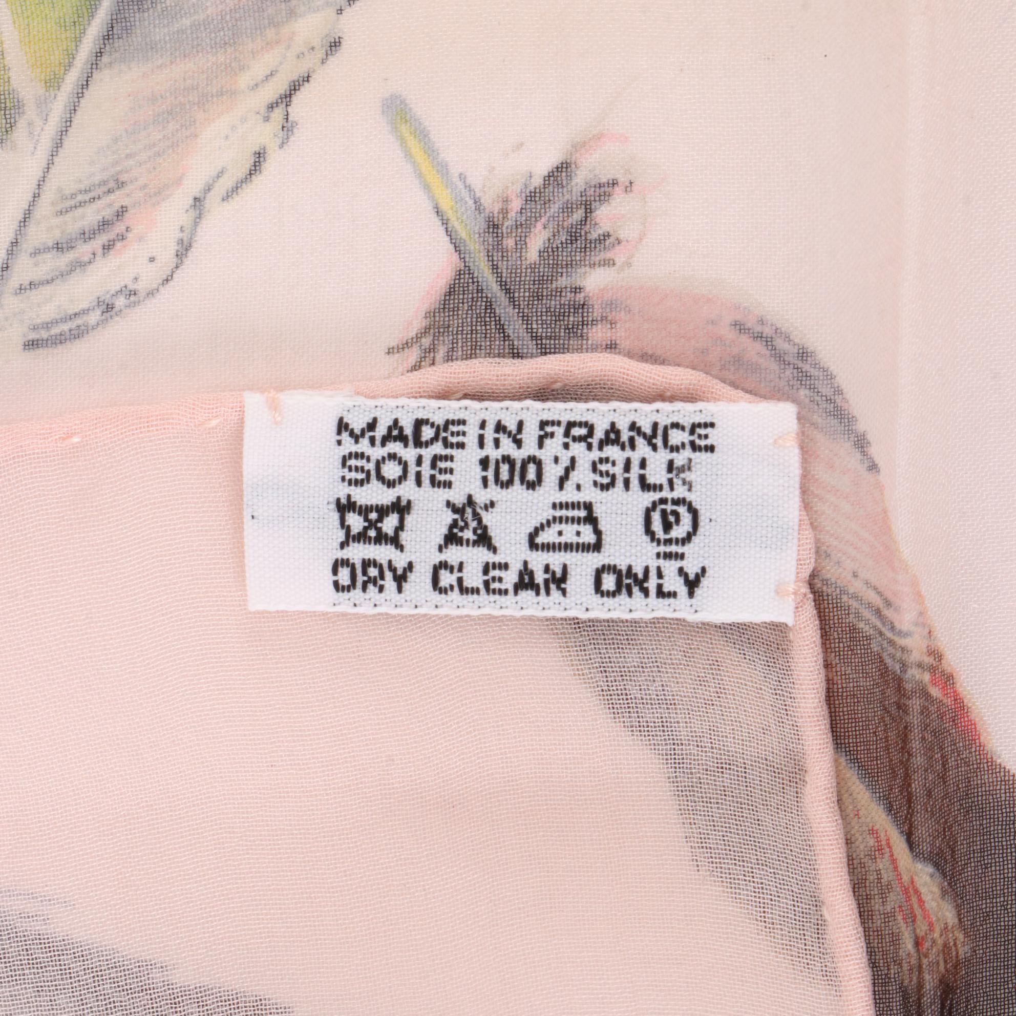 Hermès "Plumes" Scarf 90 in Silk Chiffon