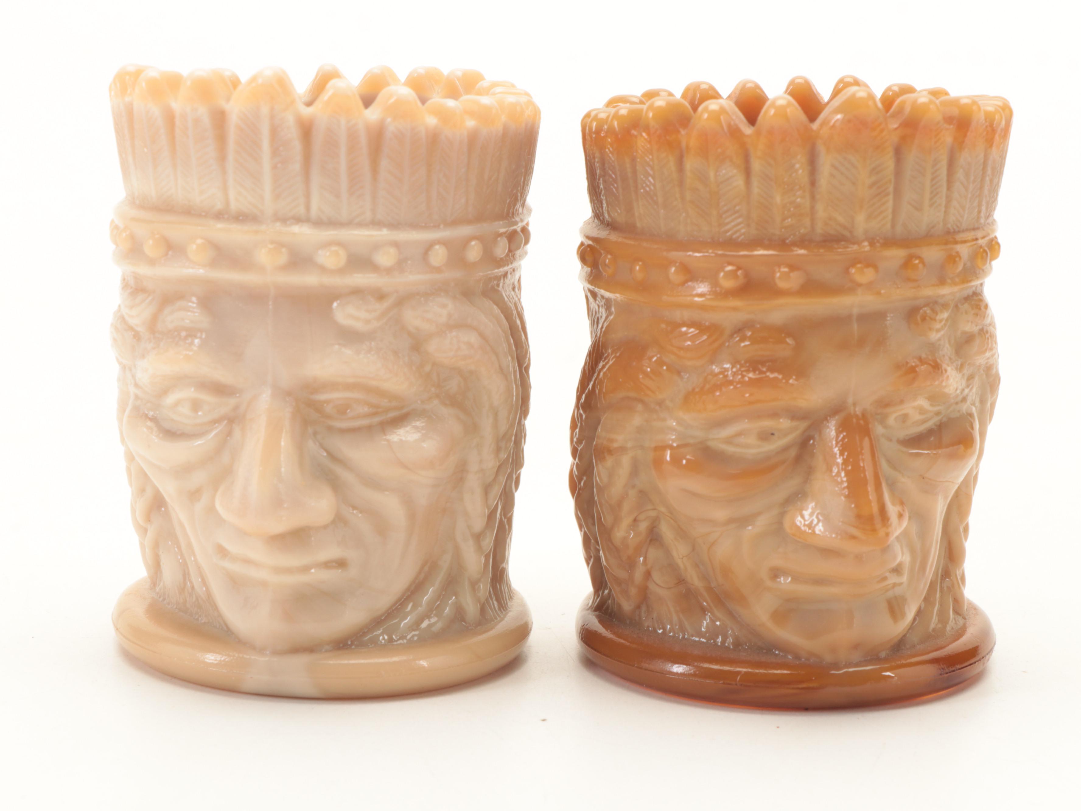 St. Clair and Other Carnival and Slag Glass Toothpick Holders and Wall Pocket