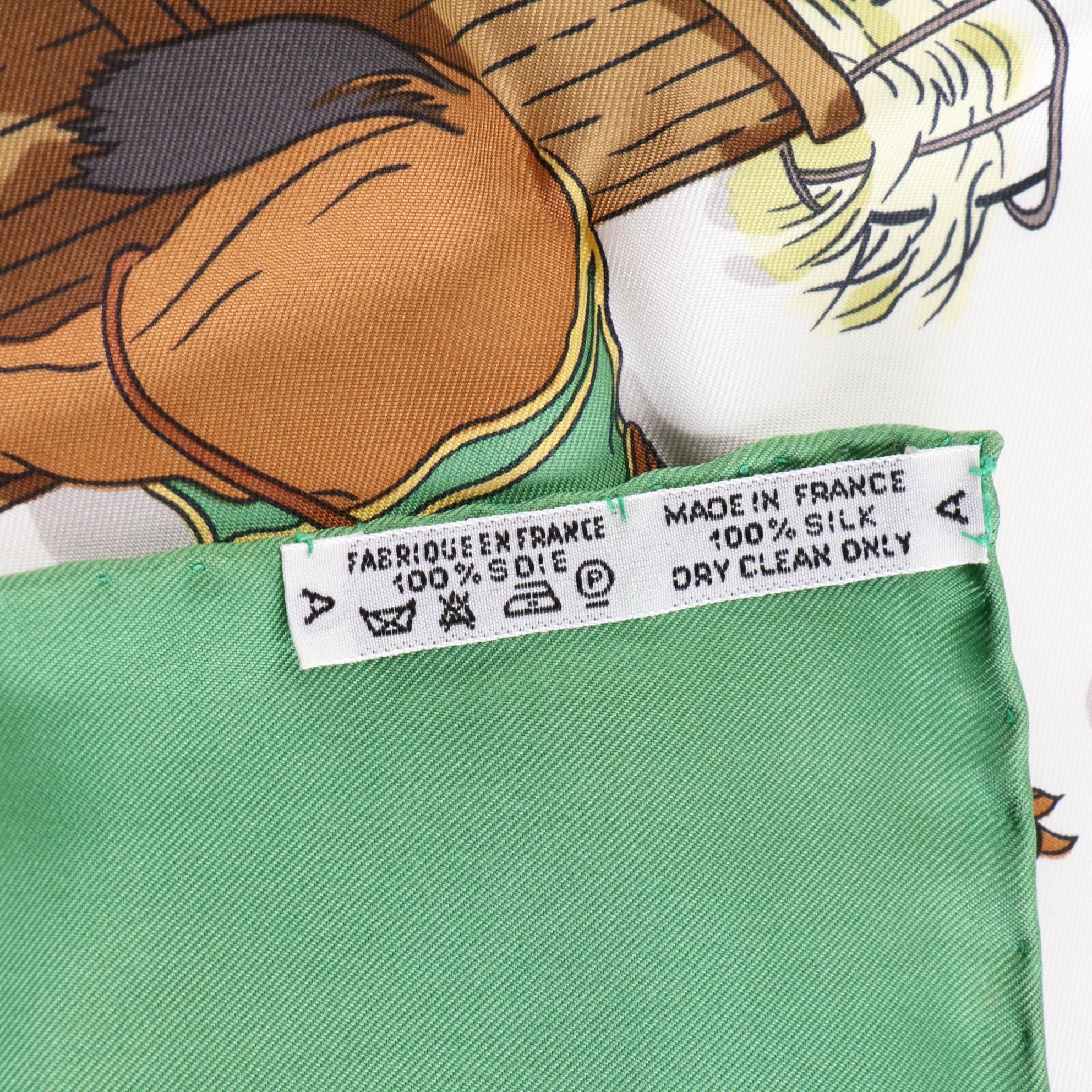 Hermès "Ecuries" Silk Twill Scarf 90