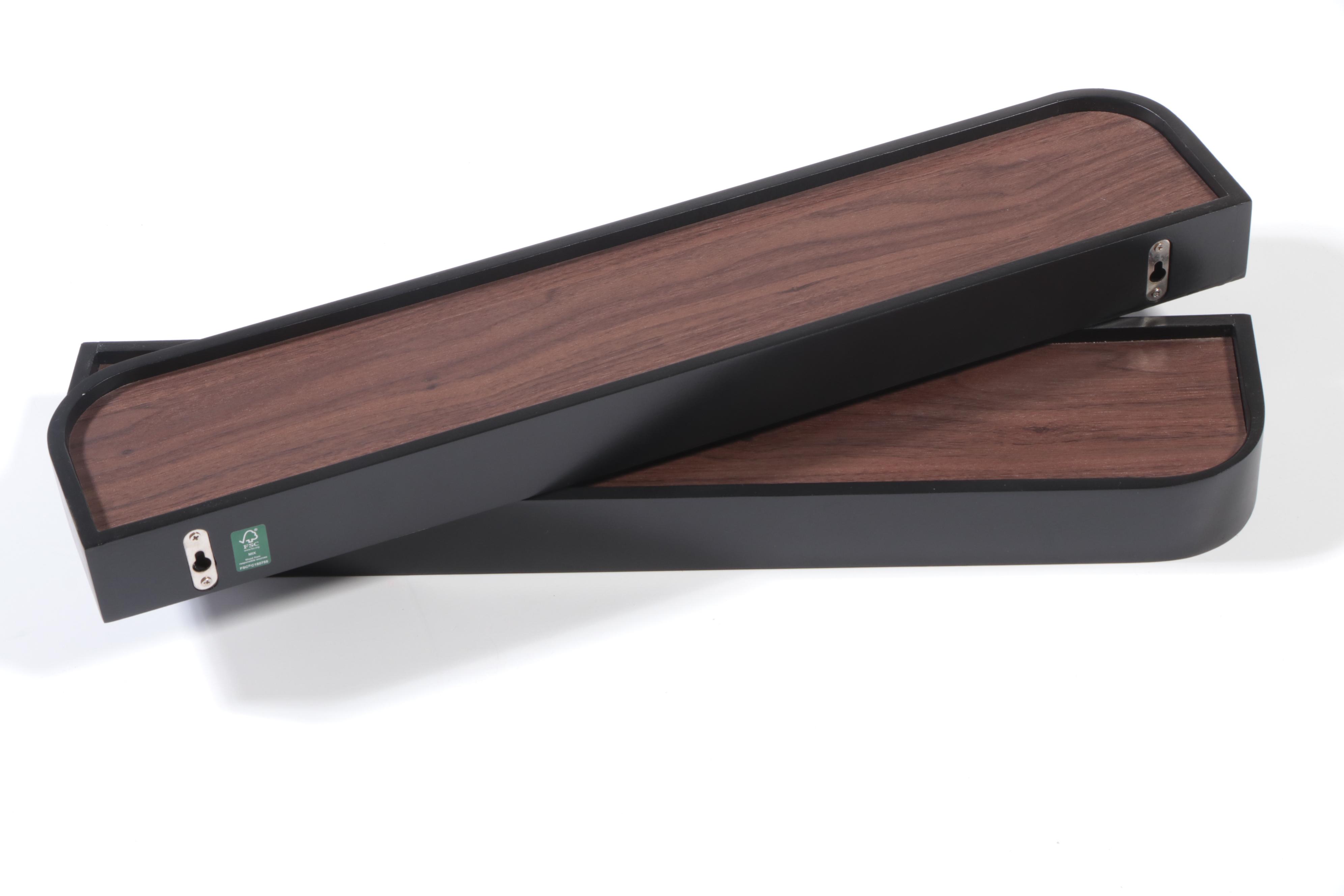 Threshold Routed Wood Wall Shelves and "This is our happy place" Canvas Wall Art