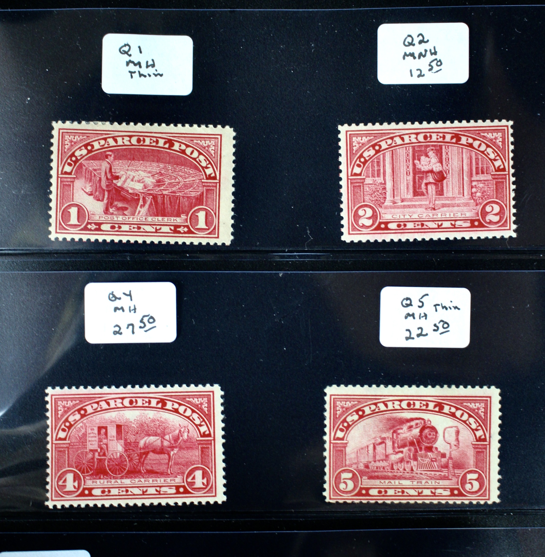 Complete Mint Condition Set of Parcel Post Stamps, Q1 to Q12